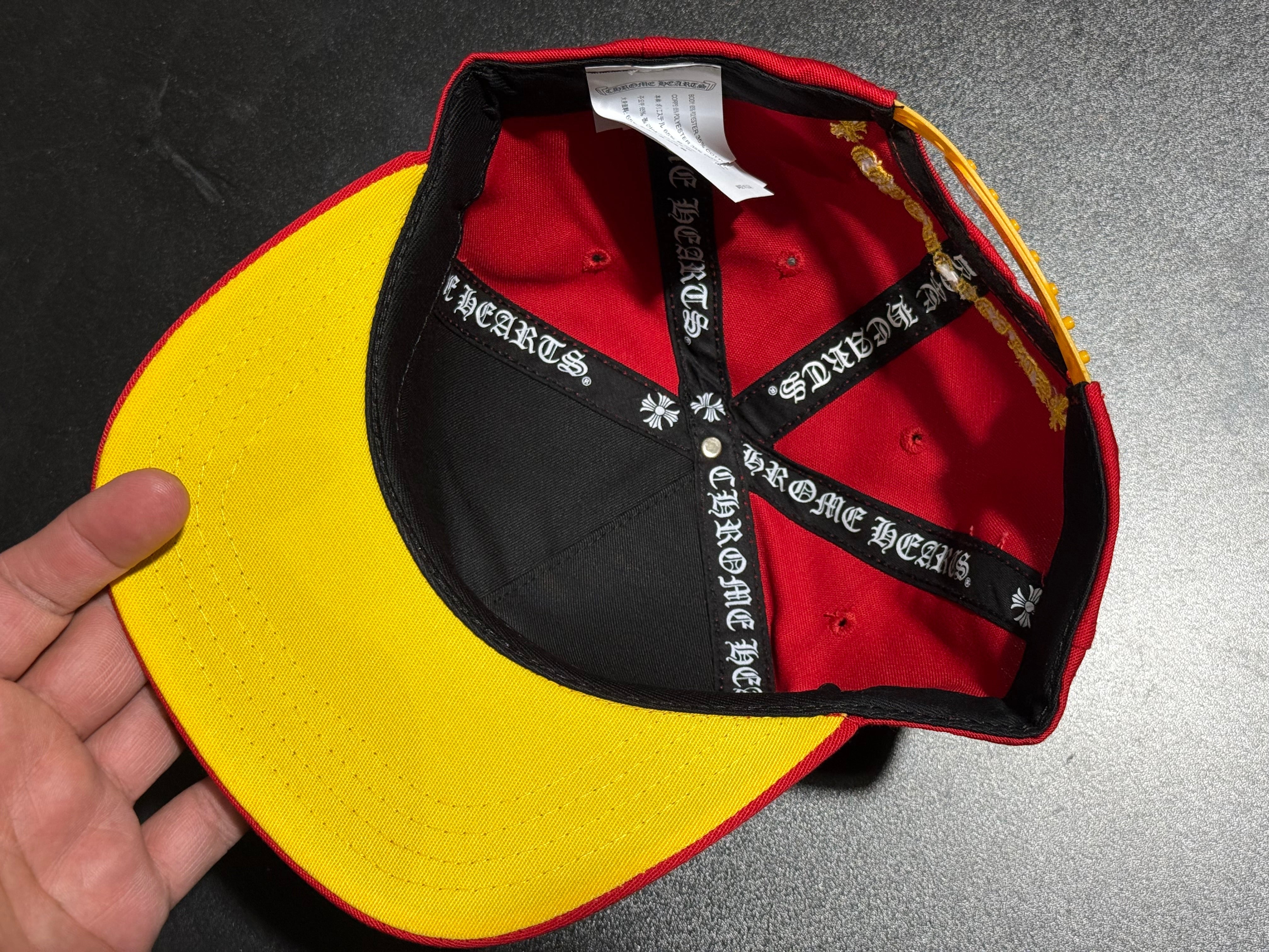 NEW Chrome Hearts 5 Panel Snapback - Red/Yellow