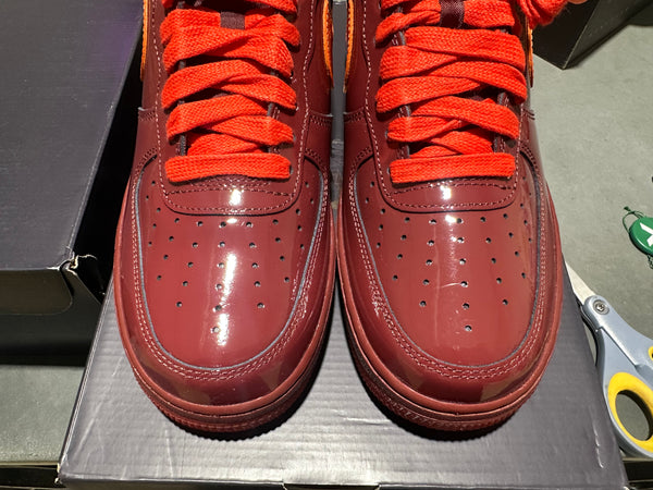 Nike Air Force 1 Low Patent Leather - Dark Team Red Safety Orange Size 9