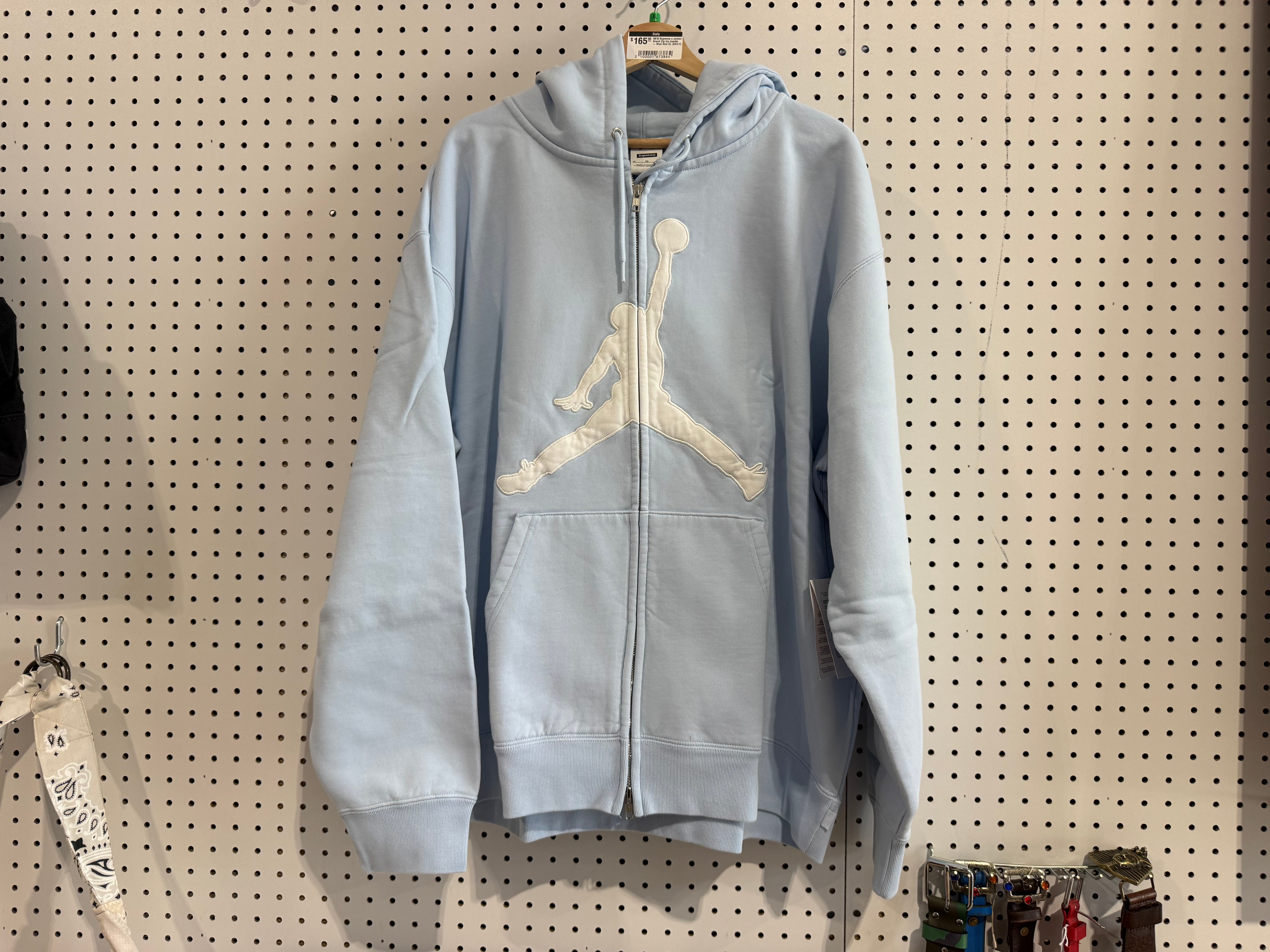 NEW Supreme x Jordan Brand Zip Up Hoodie - Blue Size XL