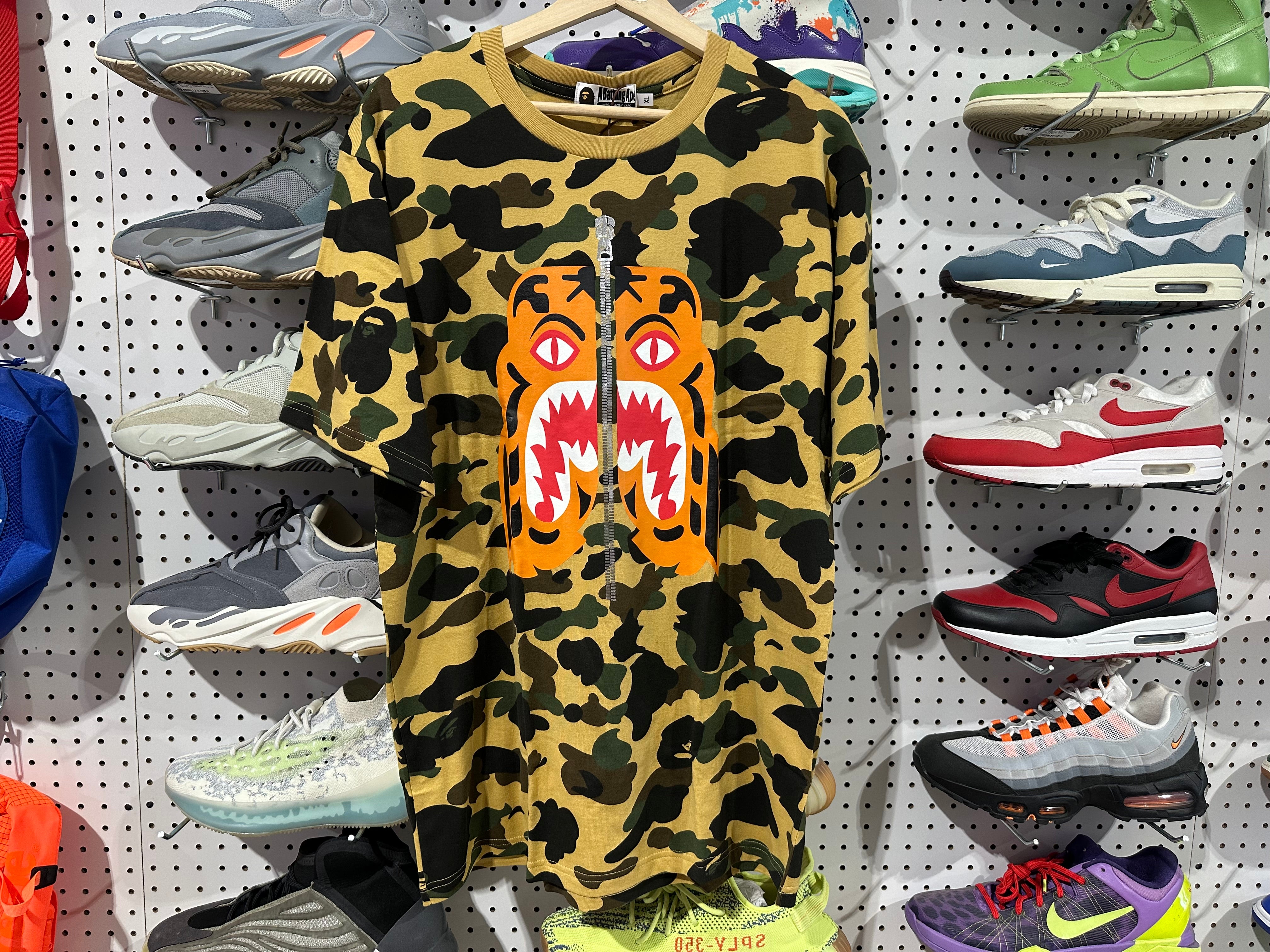 NEW Bape Tiger Zip Tee - Yellow Camo Size XL