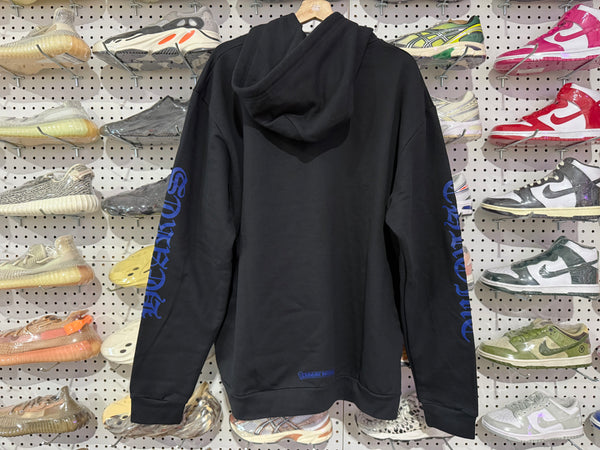 NEW Chrome Hearts Vertical Logo Pullover Hoodie - Black/Blue Size XL