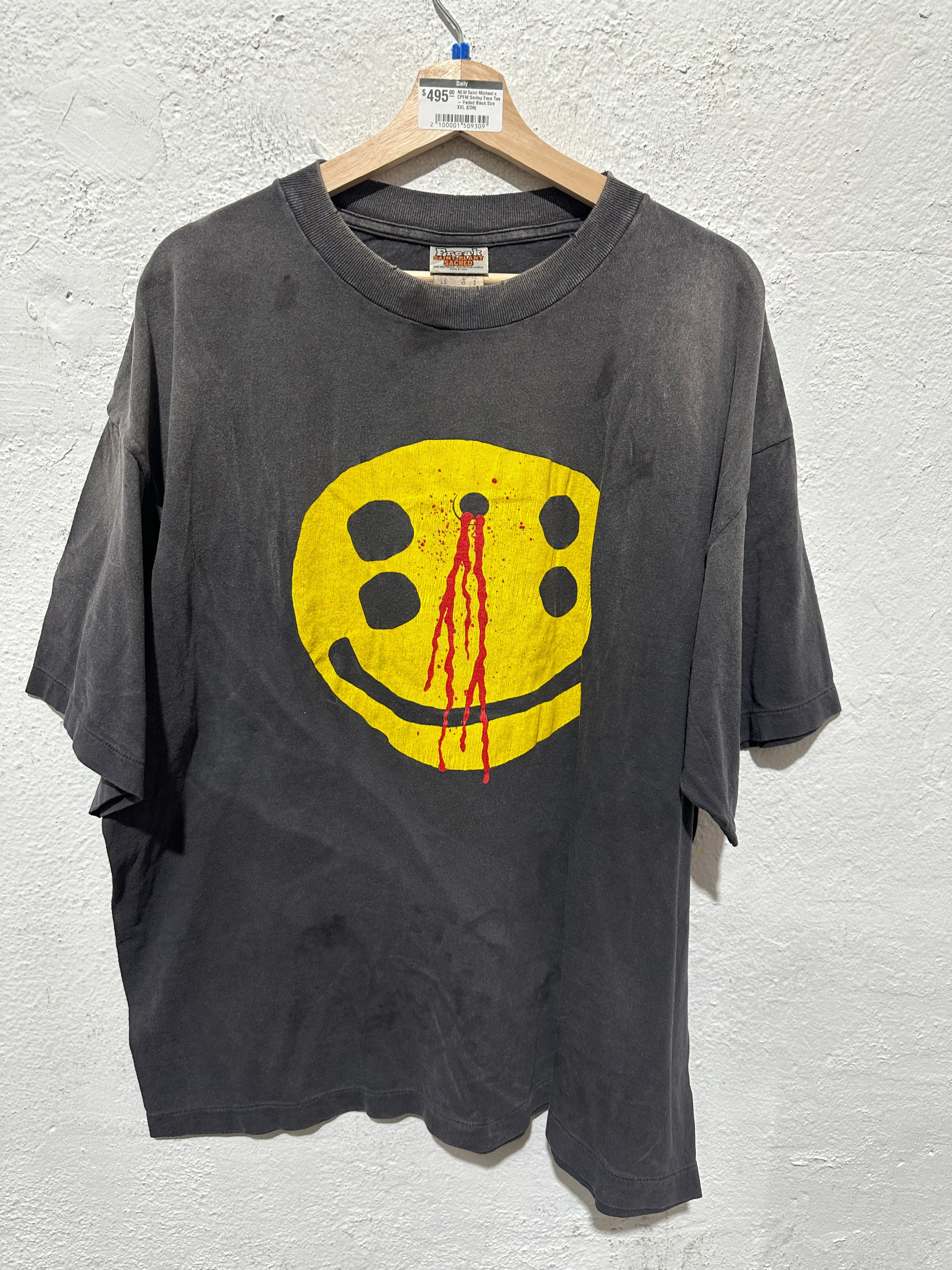 NEW Saint Michael x CPFM Smiley Face Tee - Faded Black Size XXL