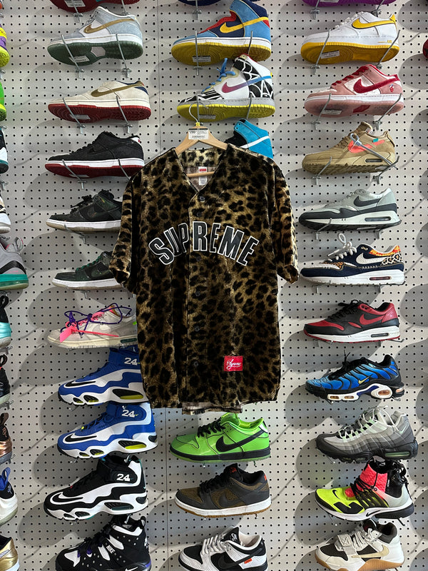NEW Supreme Velvet Baseball Jersey - Leopard Size Medium
