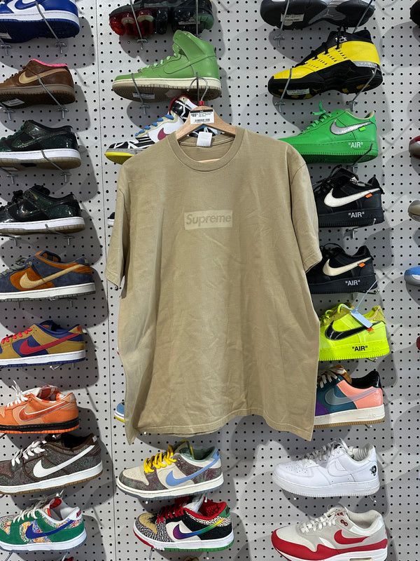 USED Supreme Tonal Box Logo Tee - Khaki Size Large