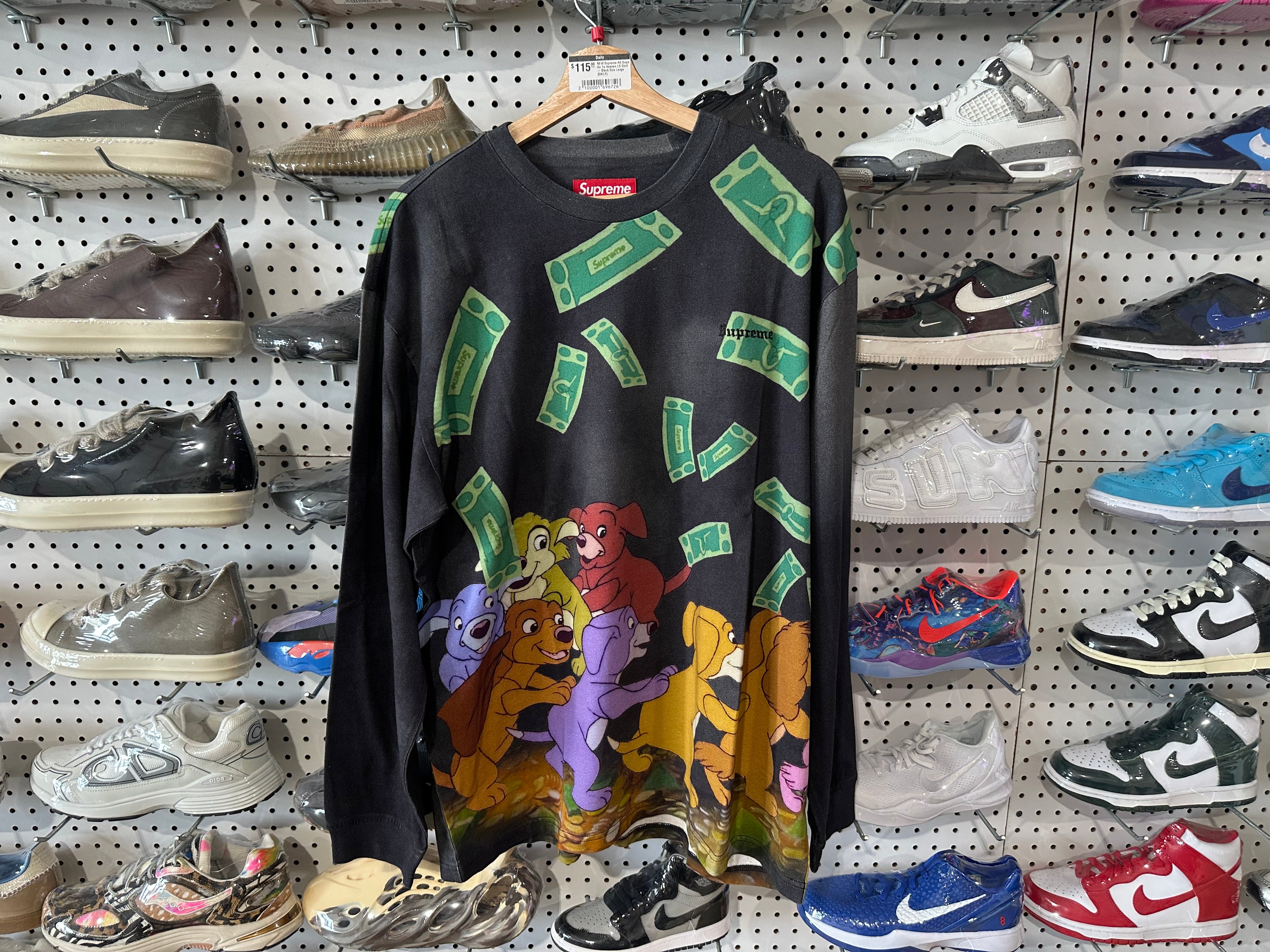 NEW Supreme All Dogs Go To Heaven LS Shirt - Black Size Large