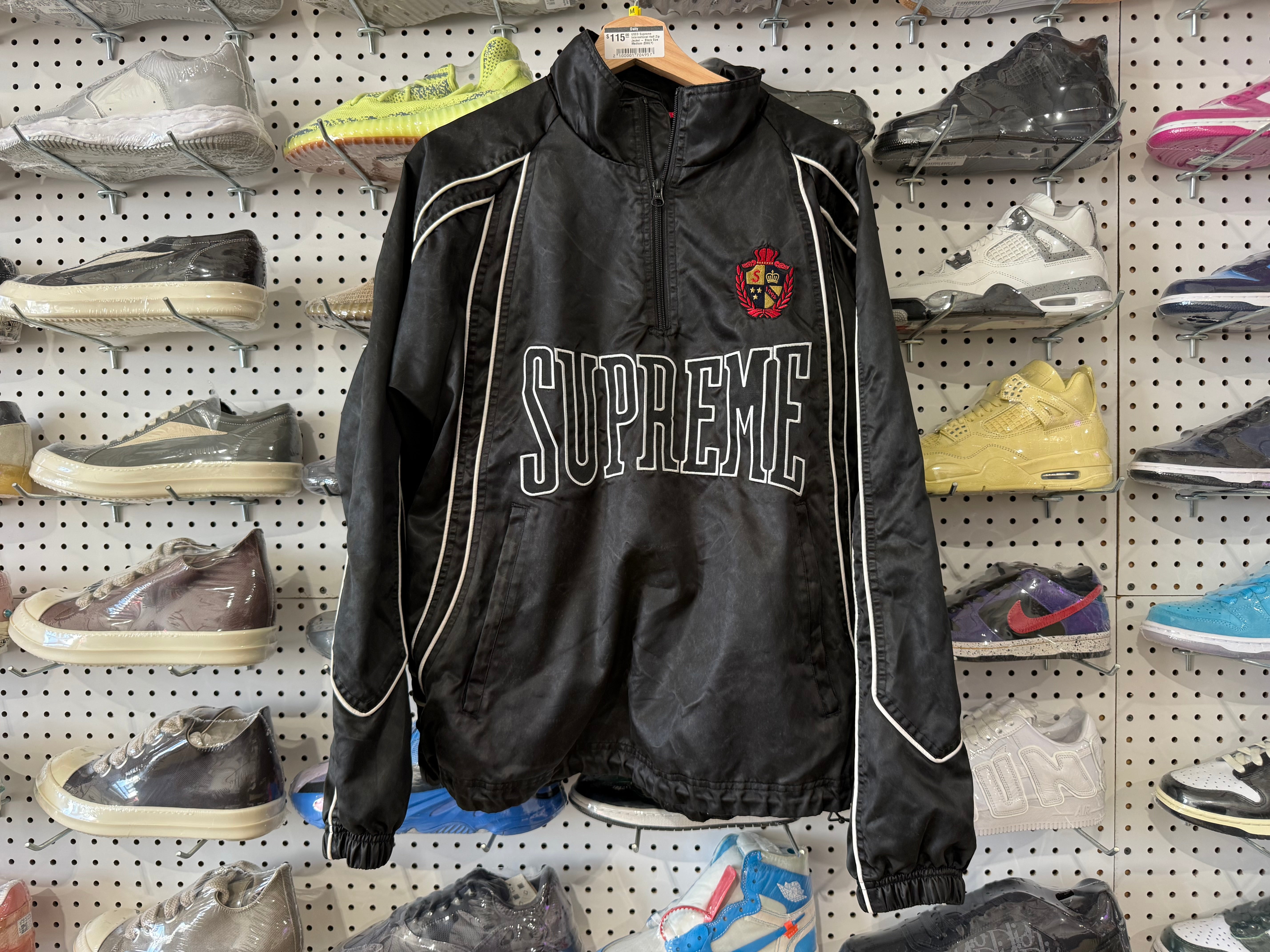 USED Supreme International Half Zip Jacket - Black Size Medium