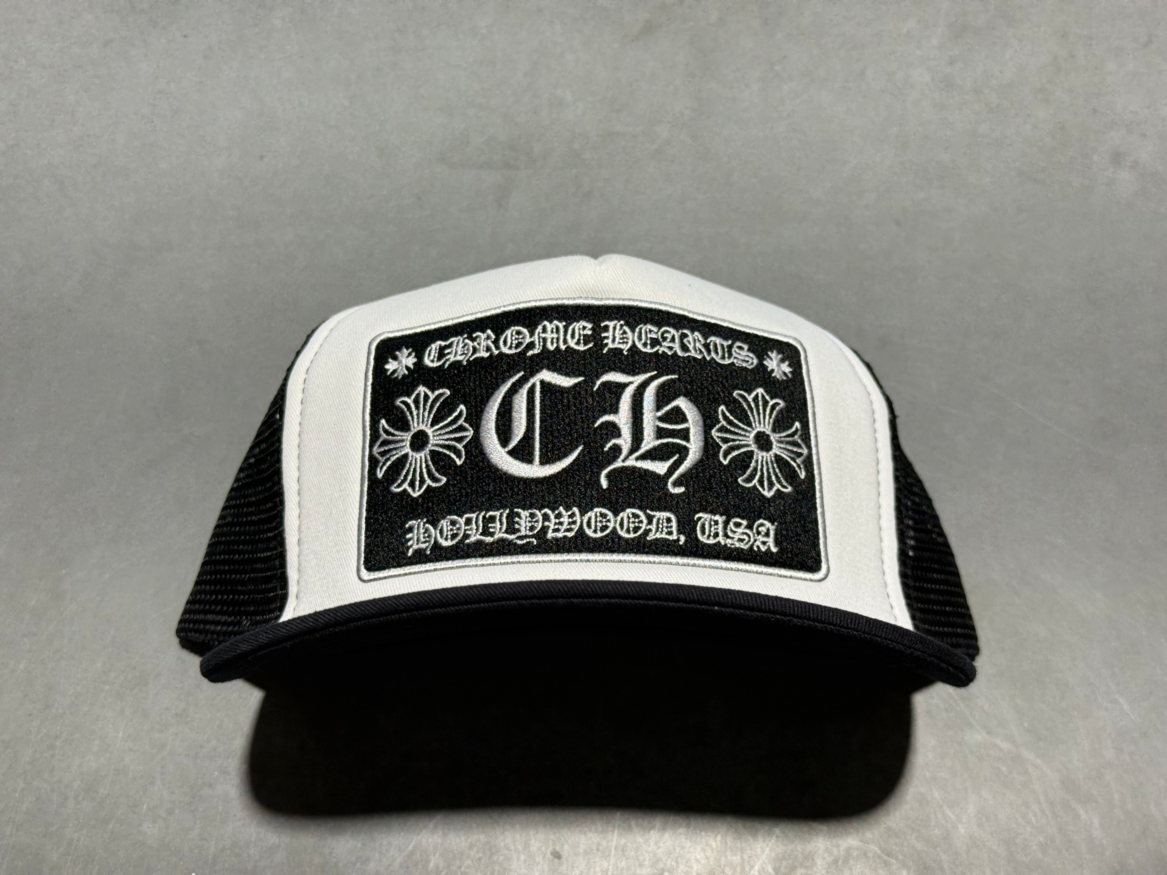 NEW Chrome Hearts CH Hollywood Trucker - White/Black