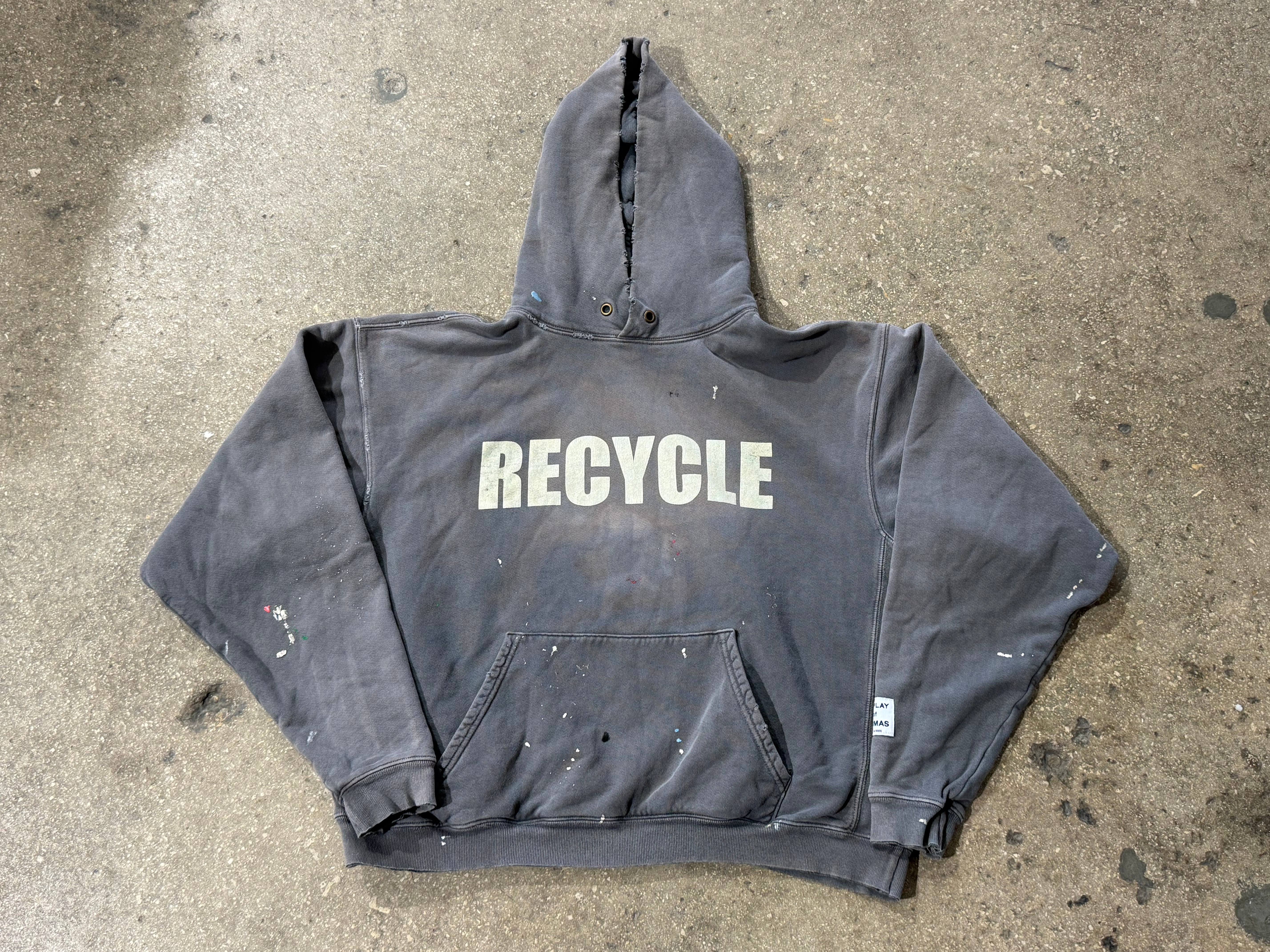 USED Gallery Dept. RECYCLE Hoodie - Grey Size Small