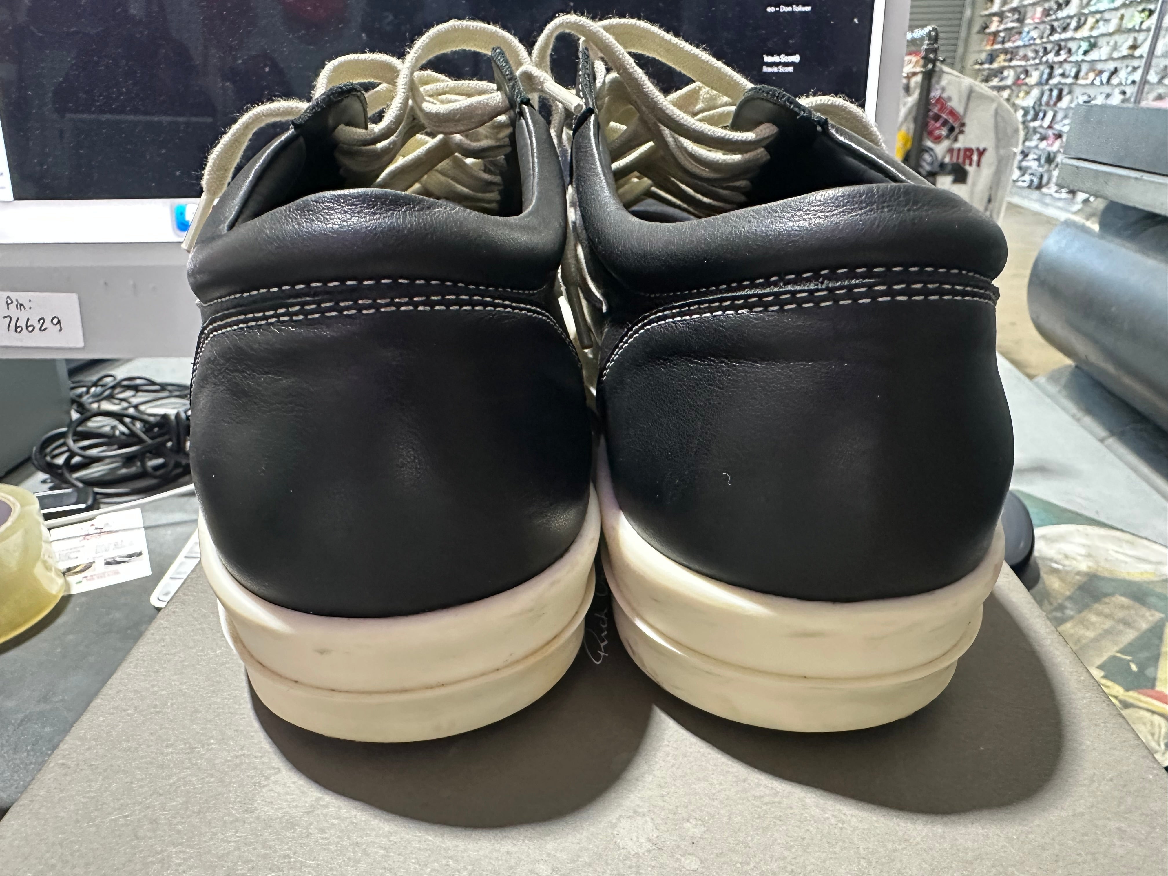 Rick Owens Mainline Vintage Leather Low Sneaker - Black Size 43EU/10US