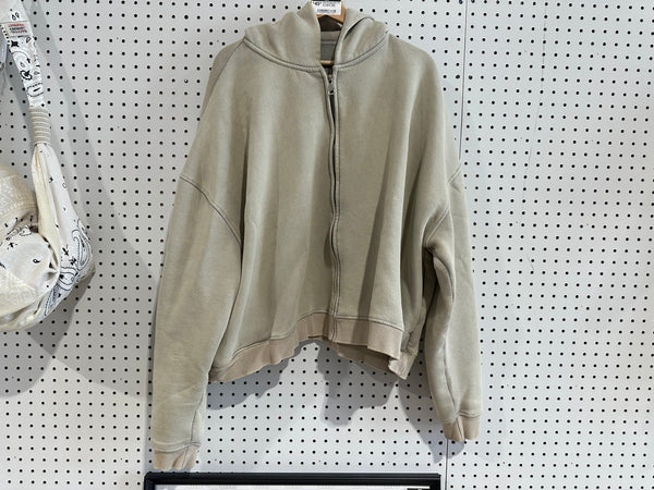 USED GV Gallery Blank Zip Up Cropped Hoodie - Ivory Size XL