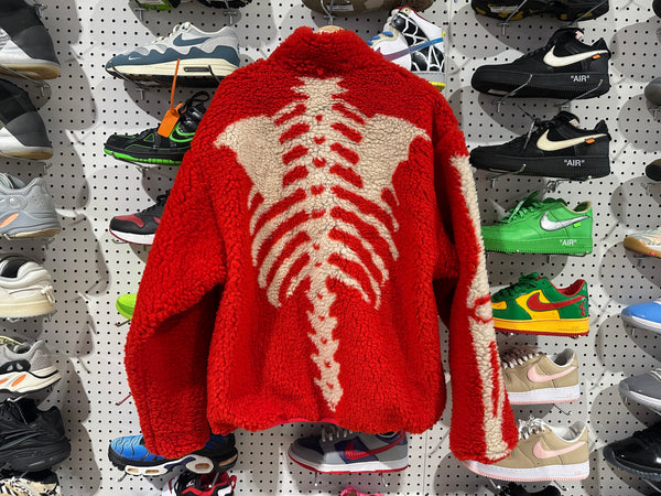 NEW Kapital Bone Pattern Boa Fleece Reversible Jacket - Red Size 5