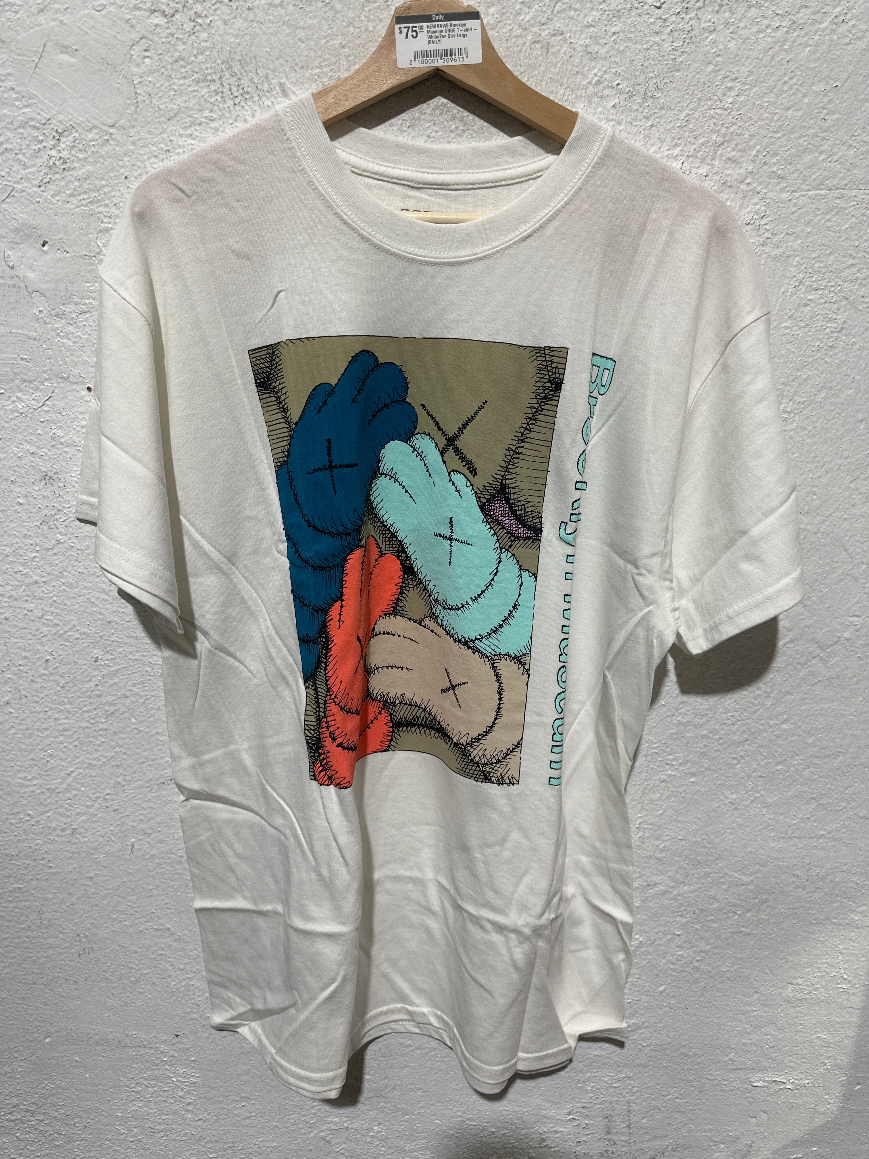 NEW KAWS Brooklyn Museum URGE T-shirt - White/Tan