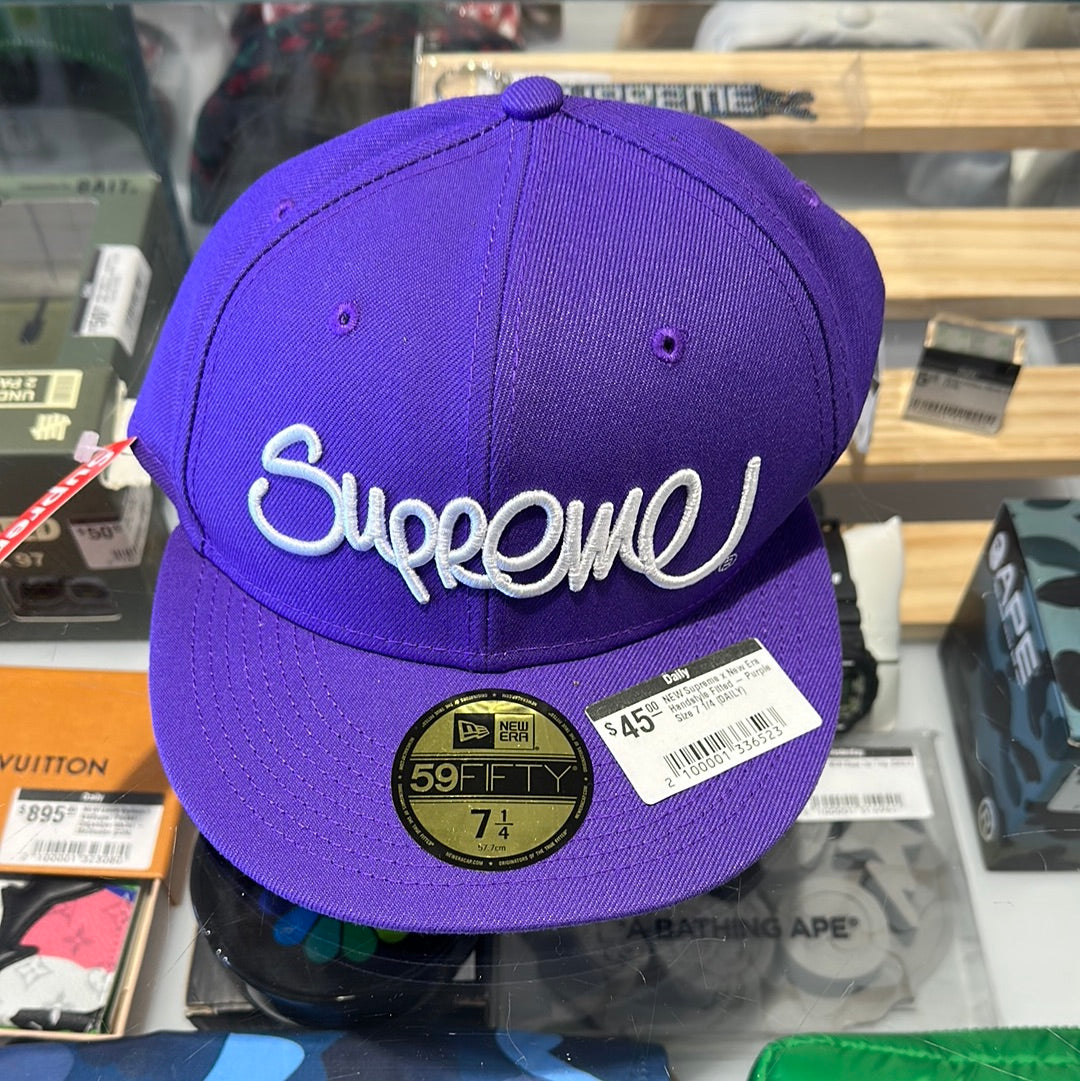 NEW Supreme x New Era Handstyle Fitted - Purple Size 7 1/4