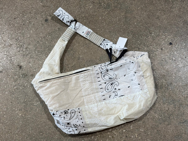 NEW Kapital  Patchwork Bandana-Print Messenger Bag - White