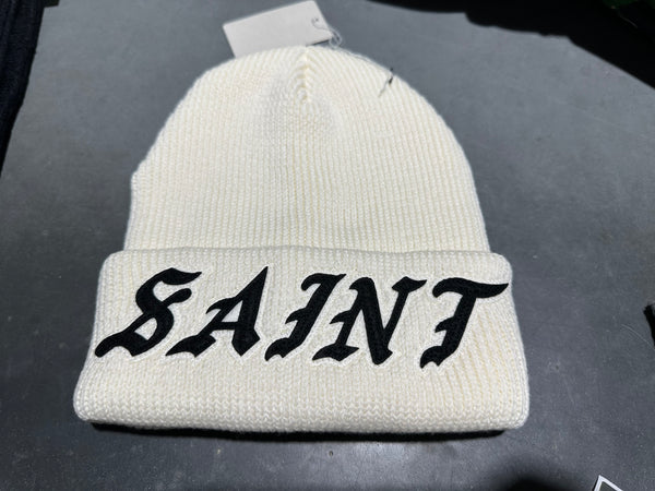 NEW Saint Michael Logo Knit Cap - White