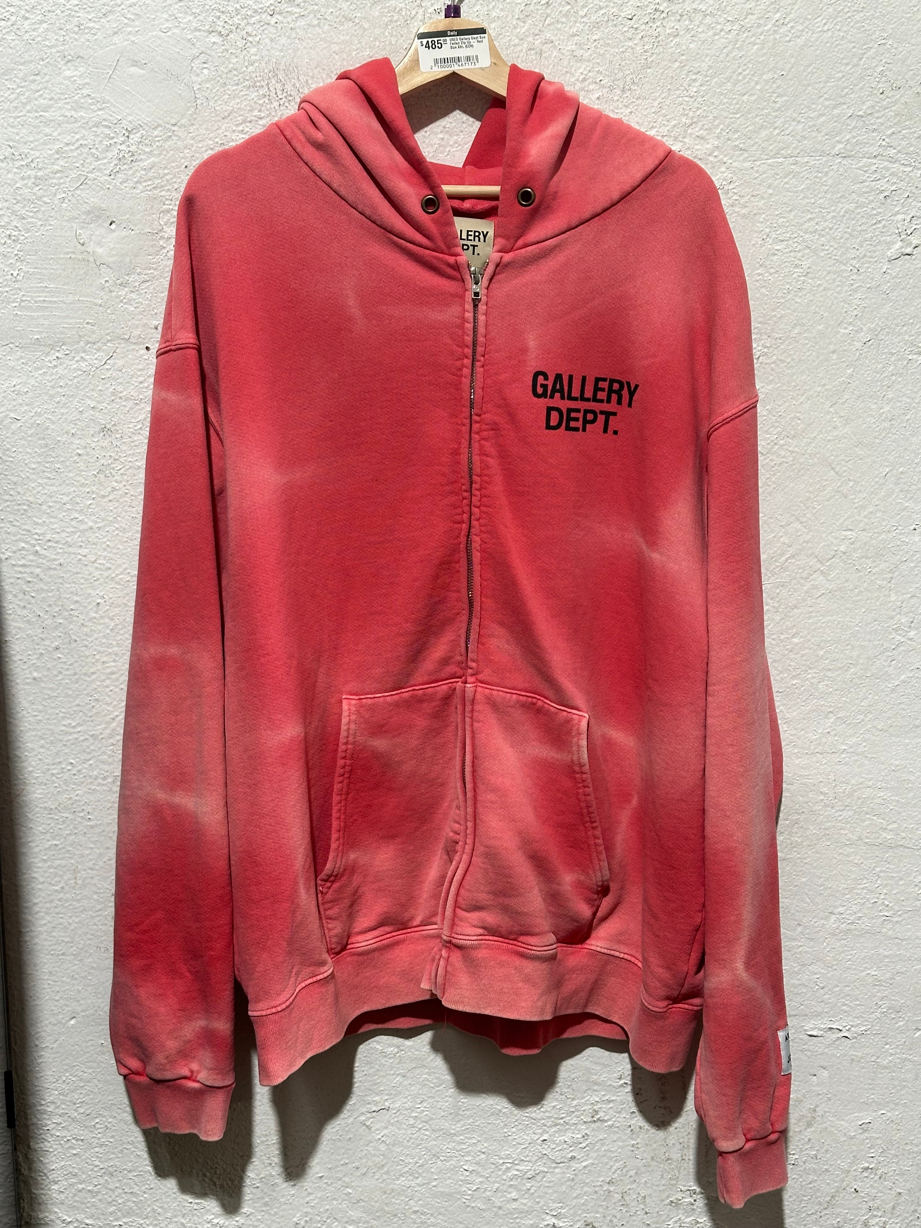 USED Gallery Dept Sun Faded Zip Up - Red Size XXL