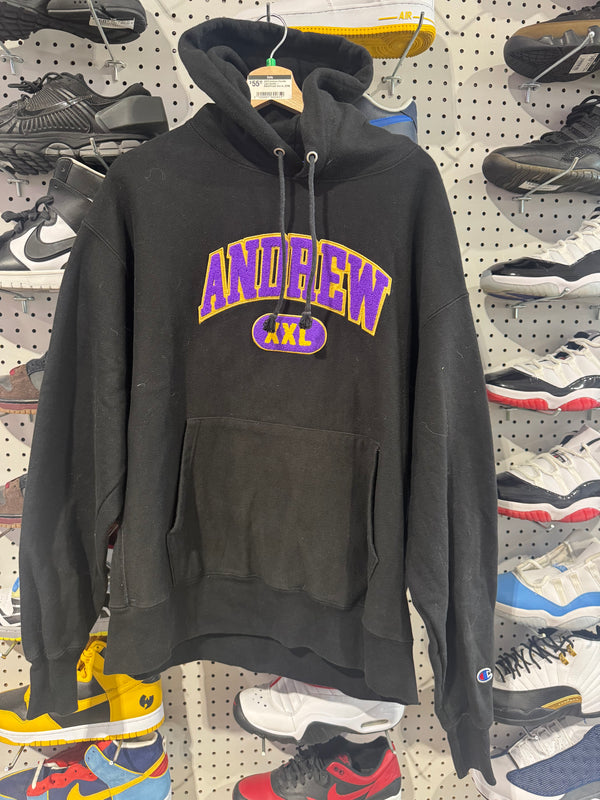 USED Andrew Chenille Logo Hoodie - Black/Purple Size XL
