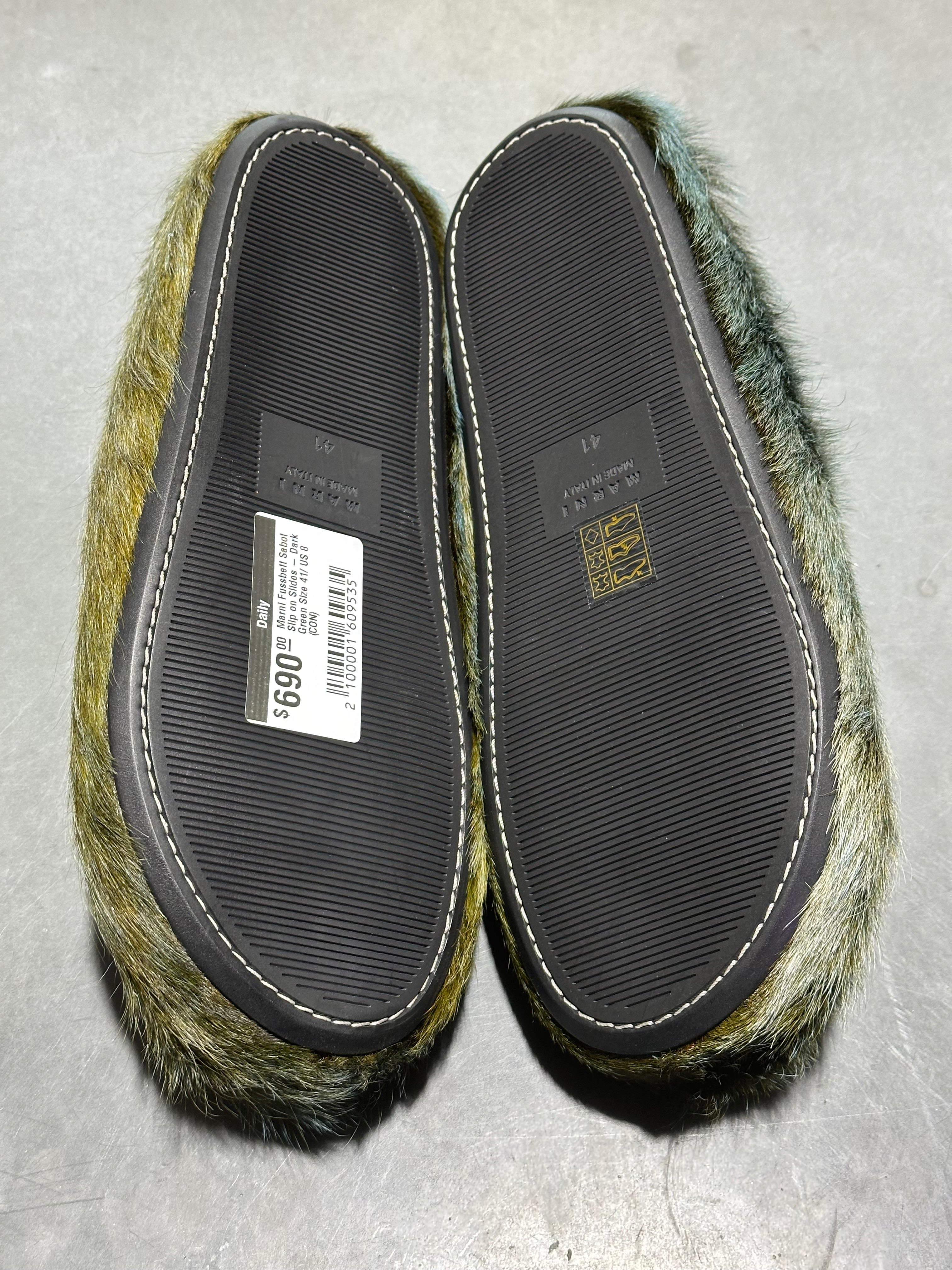 NEW Marni Fussbett Sabot Slip on Slides - Dark Green Size 41/ US 8