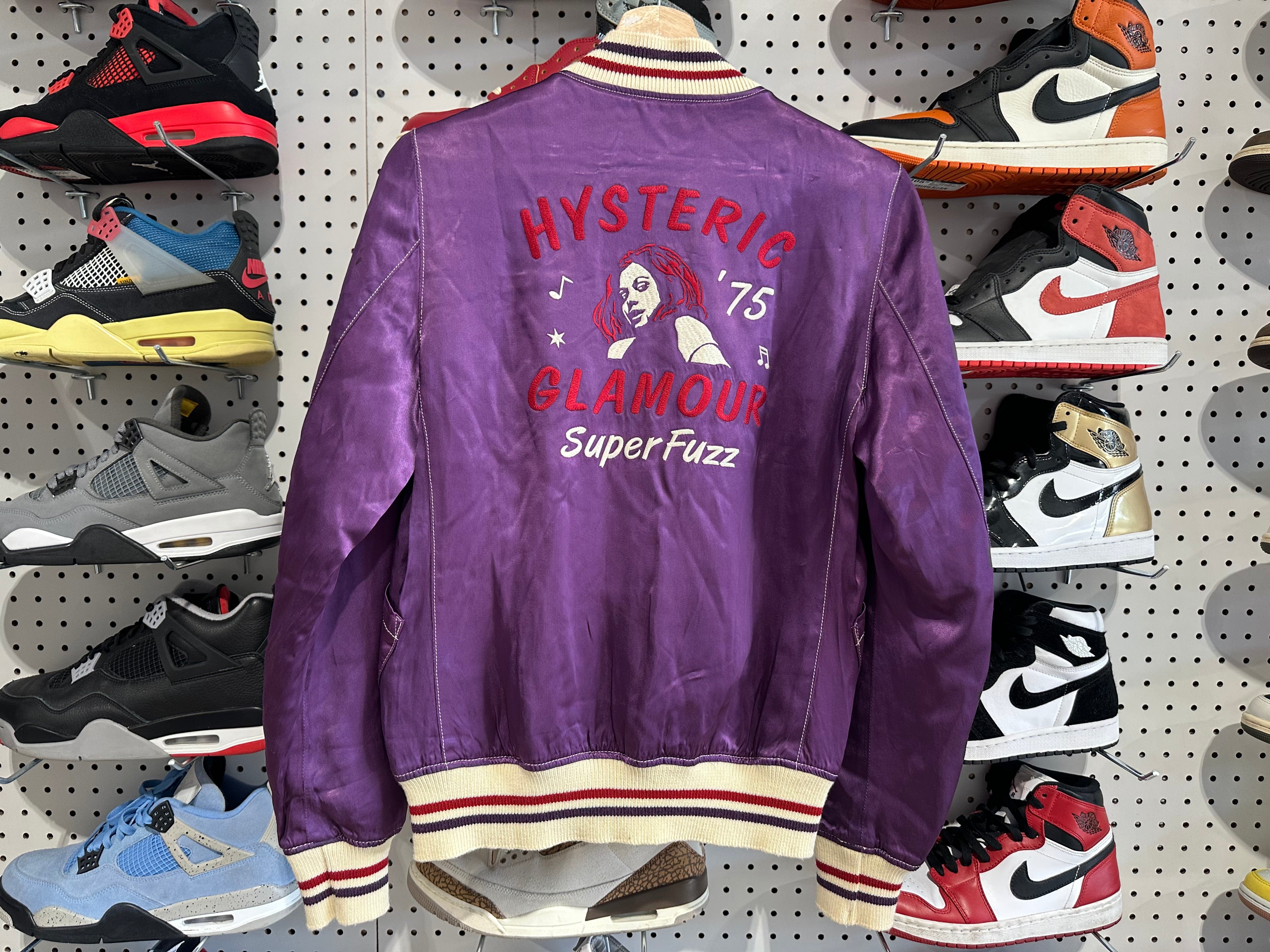 USED Hysteric  Glamour '75 SuperFuzz Varsity Satin Bomber - Purple Size Medium