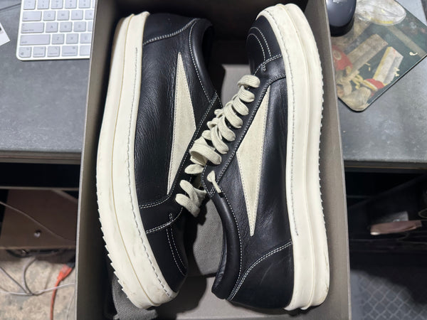 Rick Owens Mainline Vintage Leather Low Sneaker - Black Size 43EU/10US