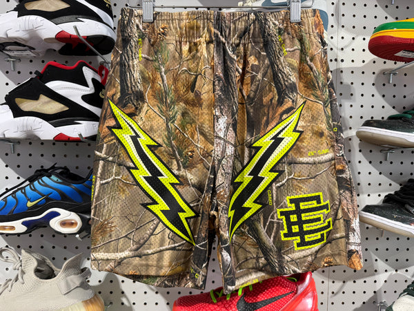 NEW Eric Emanuel Real Tree Bolts Shorts - Yellow Size Medium