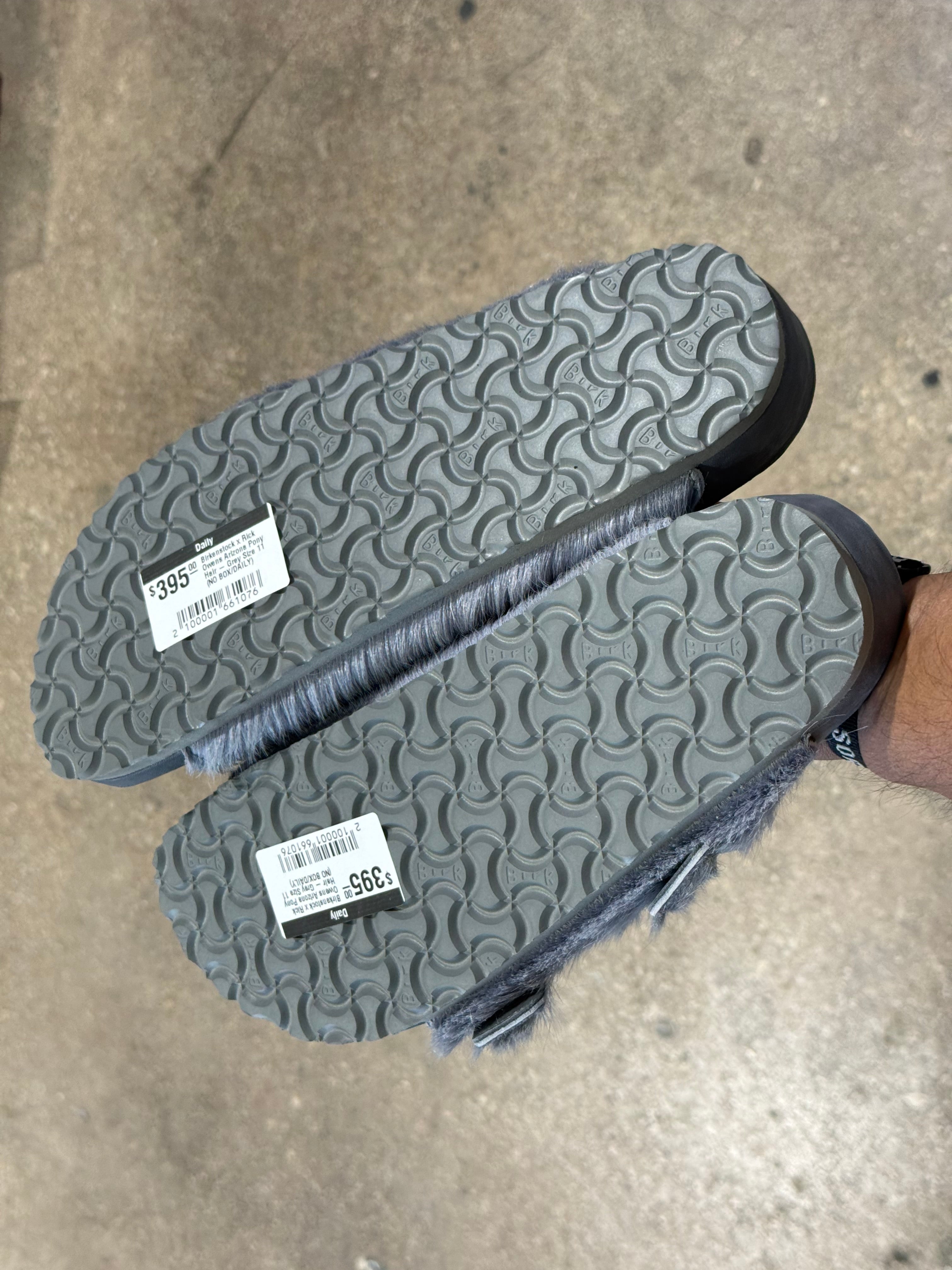Birkenstock x Rick Owens Arizona Pony Hair - Grey Size 11