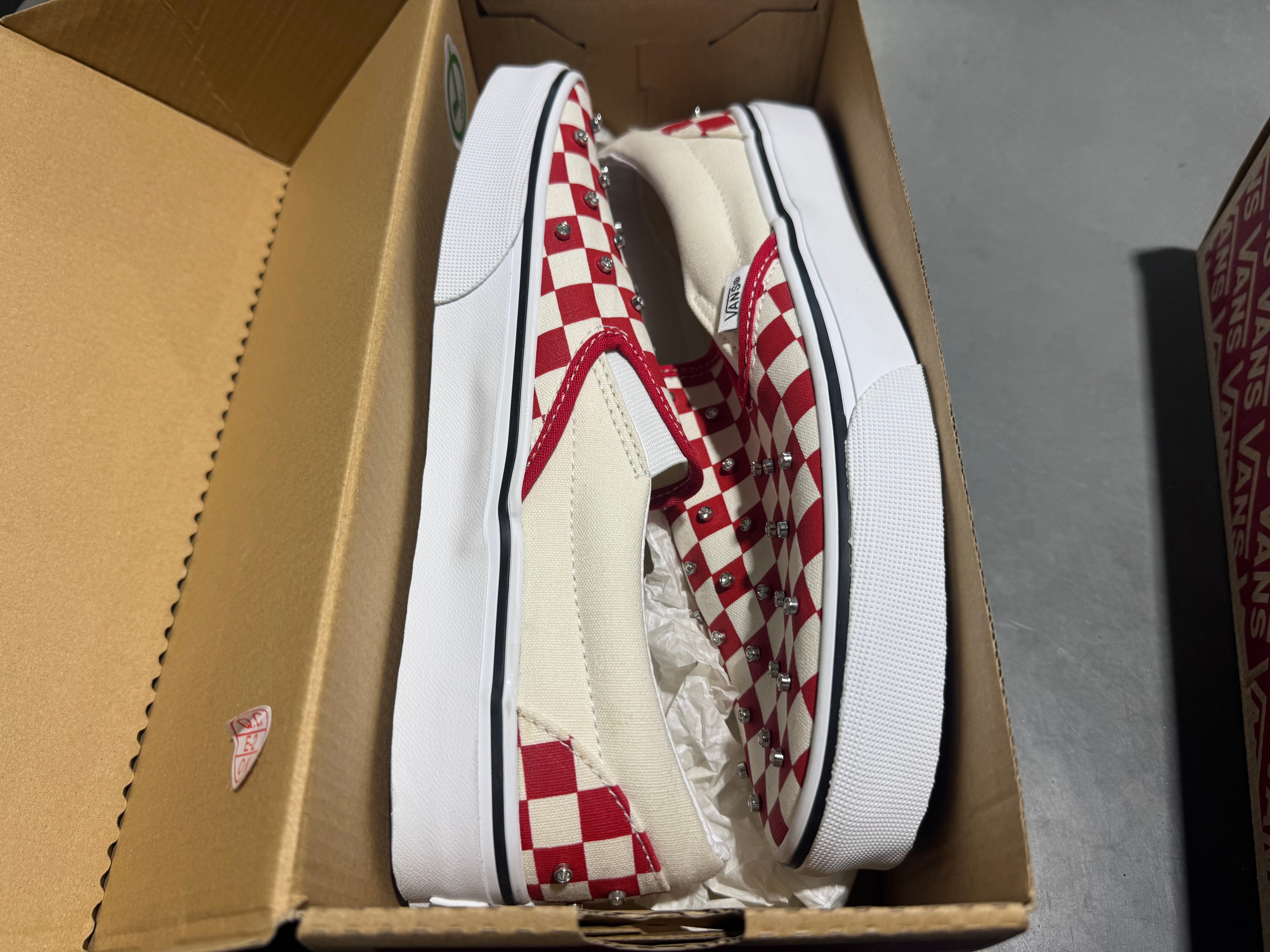 Vans Classic Slip On Checkerboard Stones - Red Size 8