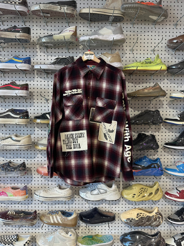 NEW Better With Age Flannel - Burgundy Plaid Size Large