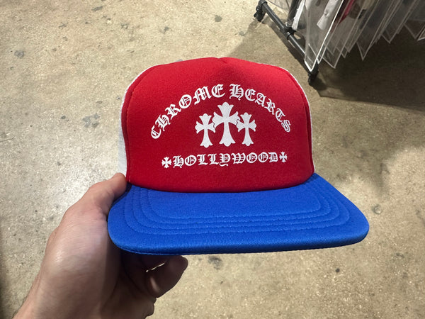 NEW Chrome Hearts Hollywood Trucker - Red/White/Blue