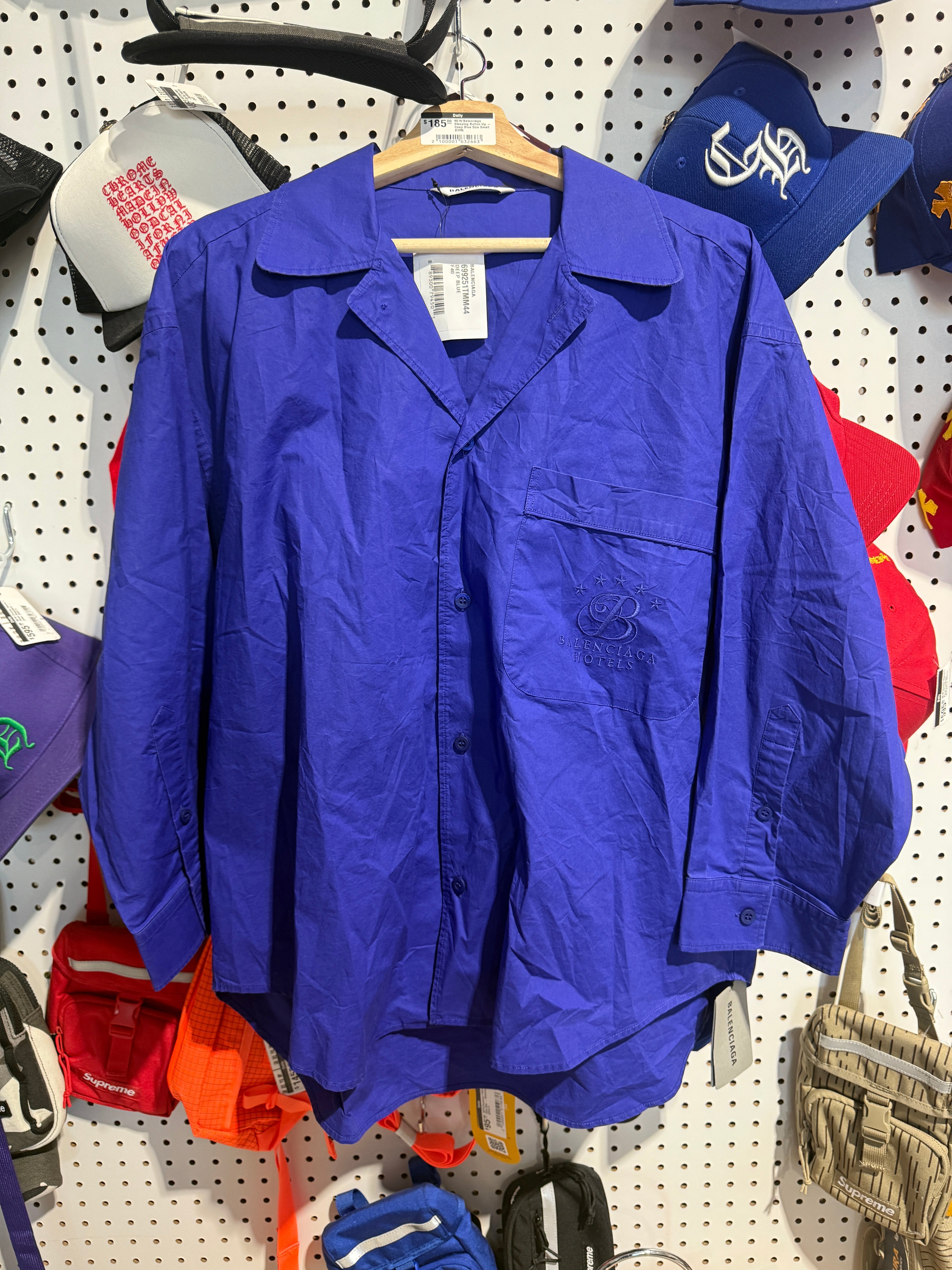 Balenciaga Sleeping Button Up - Deep BlueSize Small