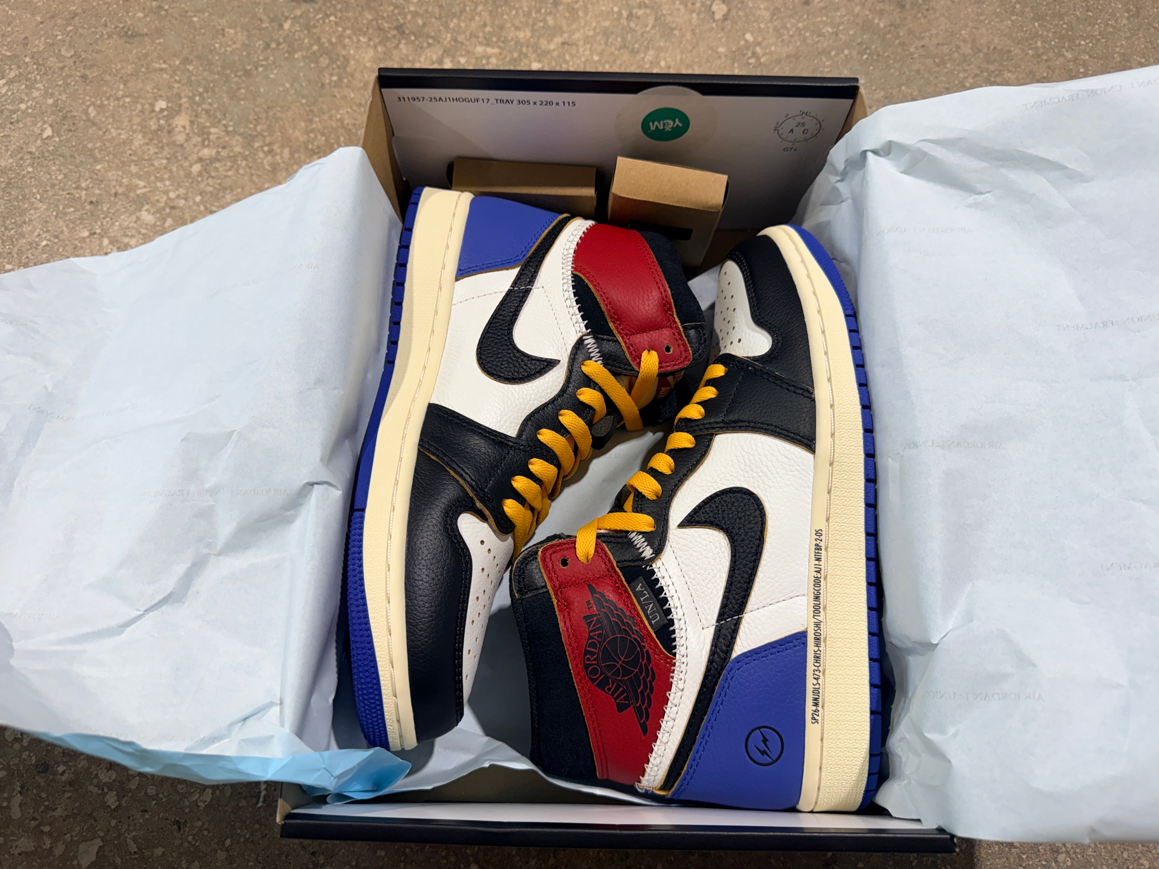Air Jordan 1 Retro High OG SP - Fragment x Union/Varsity Red Sport Royal Size 7