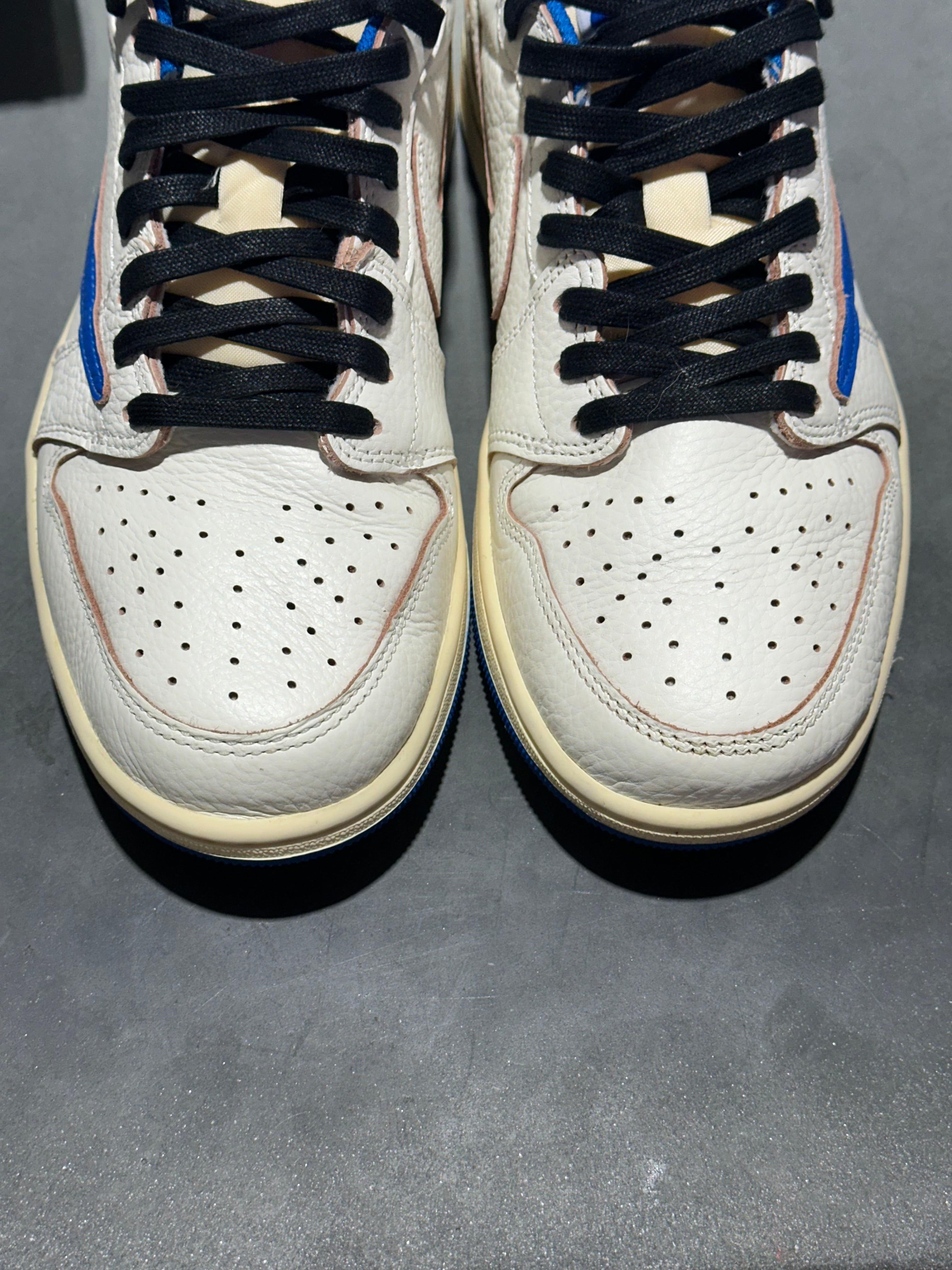 Air Jordan 1 Retro Low OG SP Fragment x Travis Scott - Sail Military Blue Size 10
