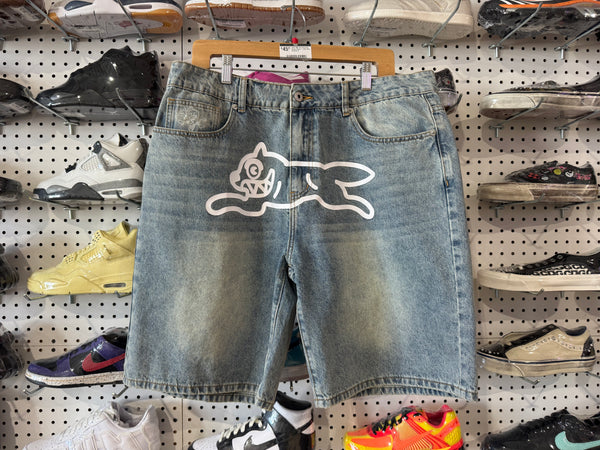 USED BBC Running Dog Denim Shorts - Blue Size 36
