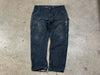USED Distressed Carhartt Double Knee Carpenter Pants - Black Size 38x30