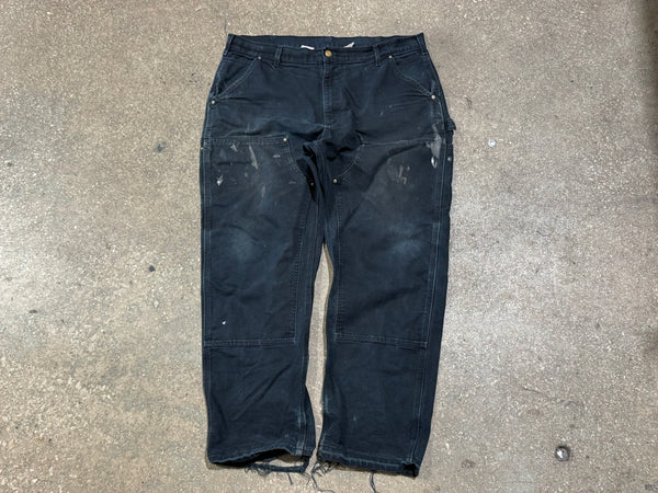 USED Distressed Carhartt Double Knee Carpenter Pants - Black Size 38x30