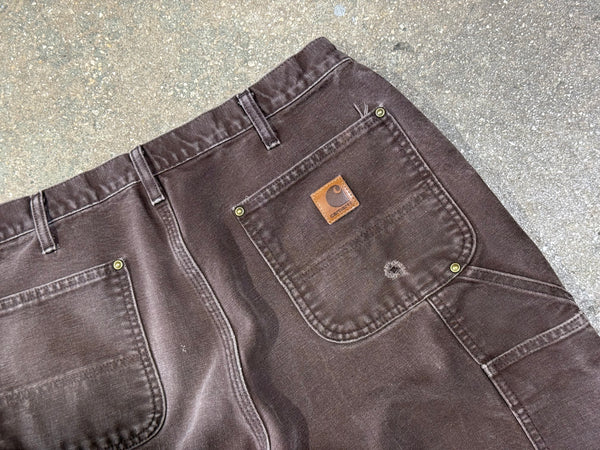 USED Distressed Carharrt Double Knee Pants - Brown Size 34x33