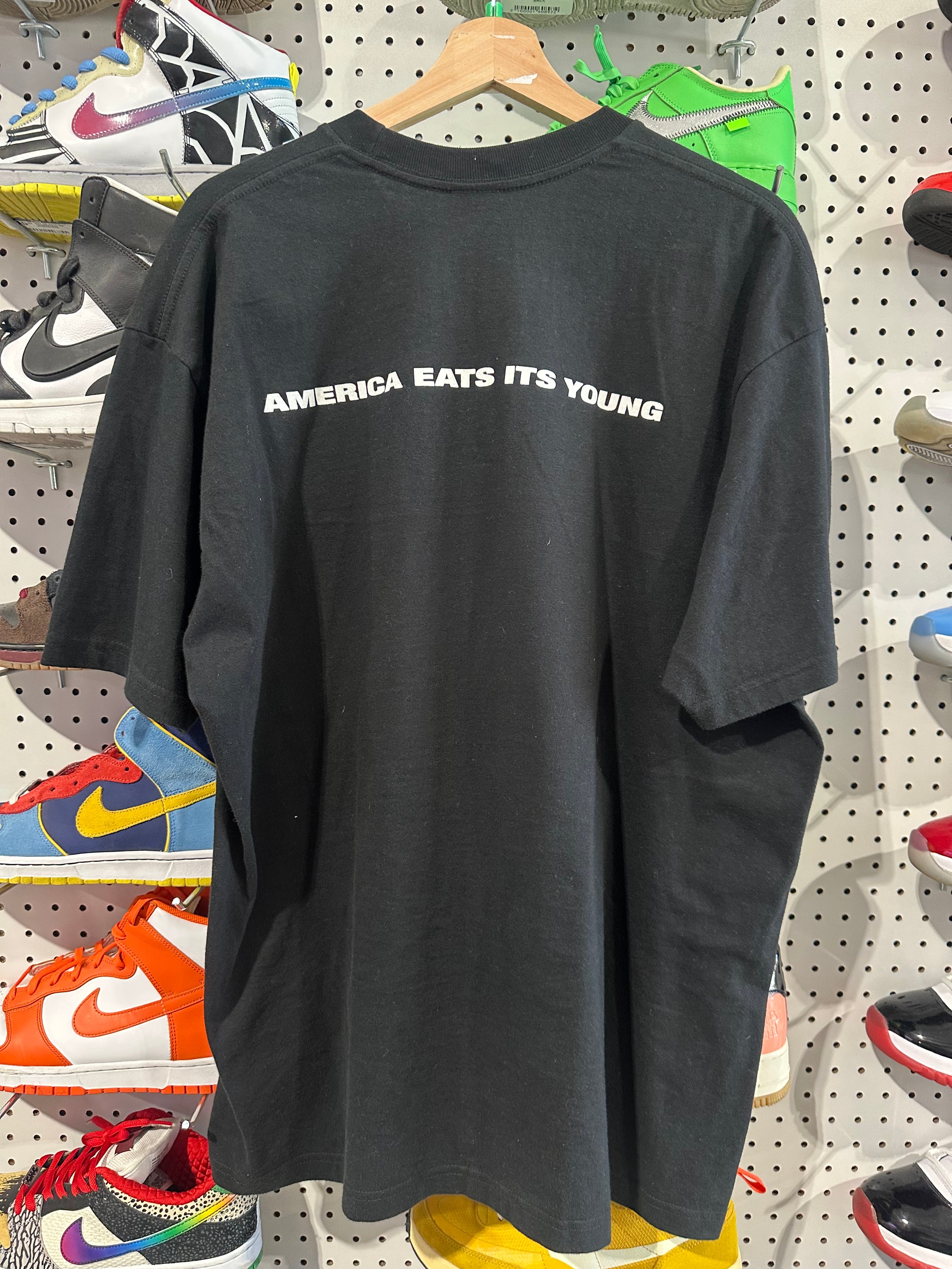 NEW Supreme America Eats Its Young Tee - Black Size XL