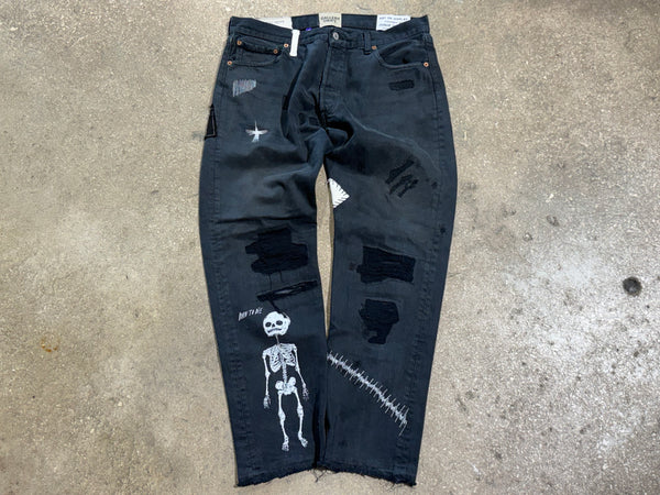 USED Gallery Department Fuck Face Distressed Denim - Black Size 33x30