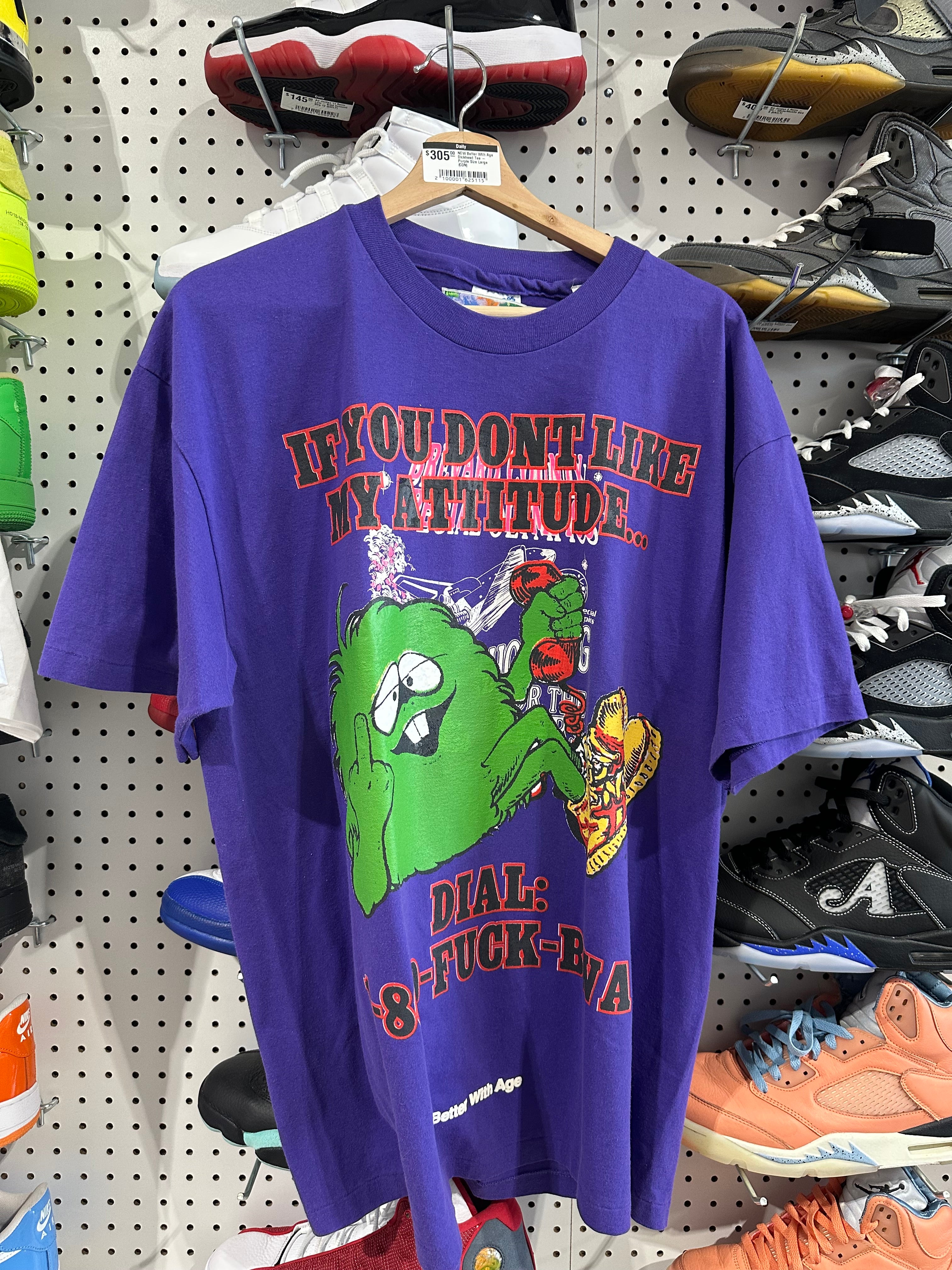 NEW Better With Age Dickhead Tee - Purple  Size Large