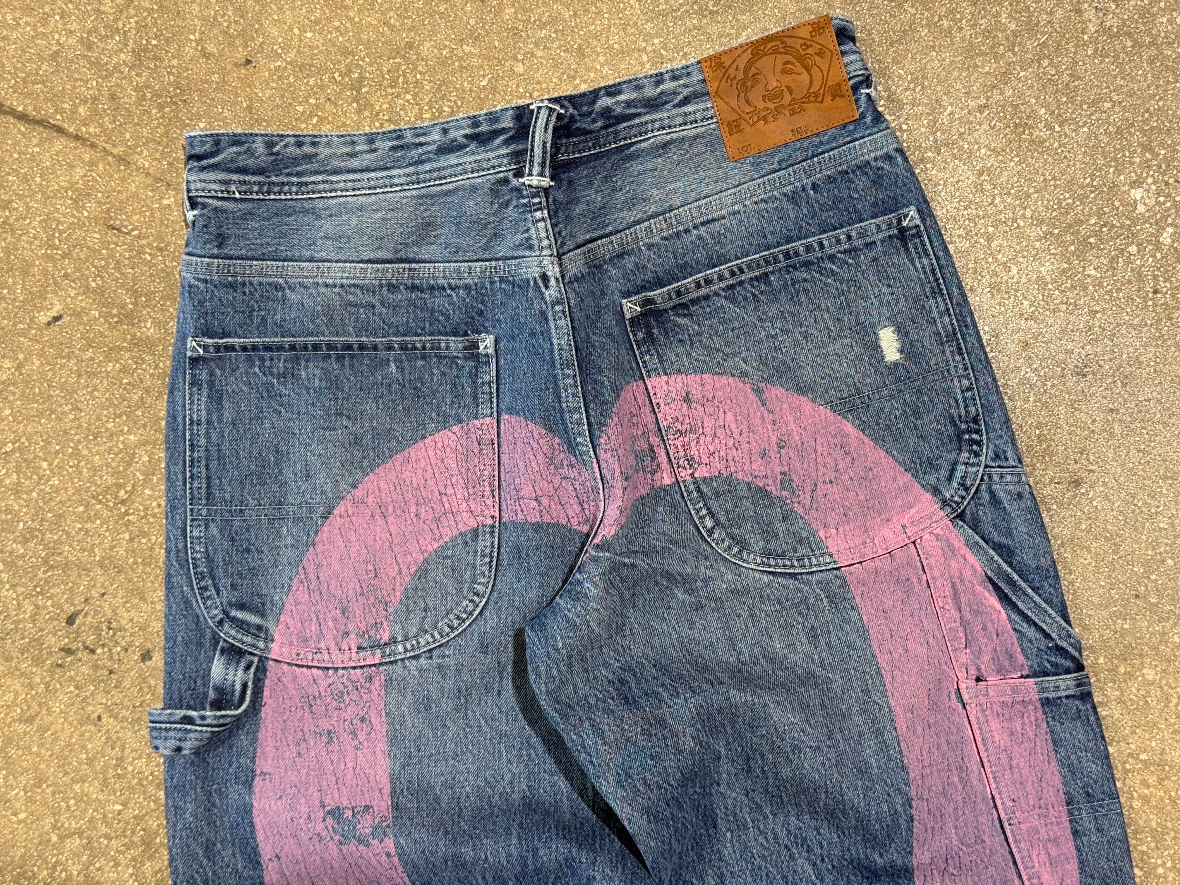 NEW Evisu Carpenter Denim Jeans - Indigo Size Medium