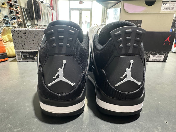 Air Jordan 4 Retro (GS) -  Black Canvas Size 6Y