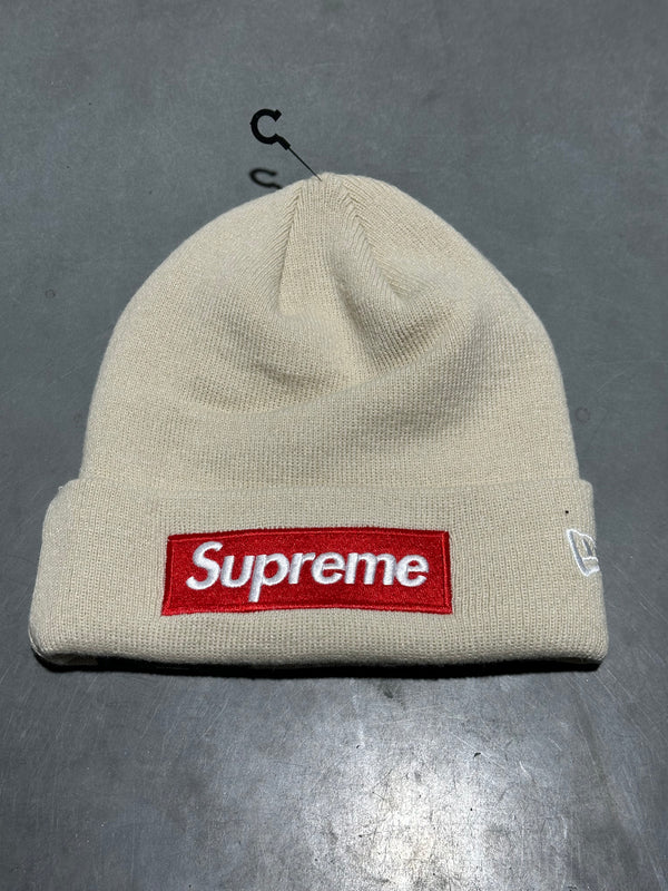 NEW Supreme x New Era Box Logo Beanie - Stone