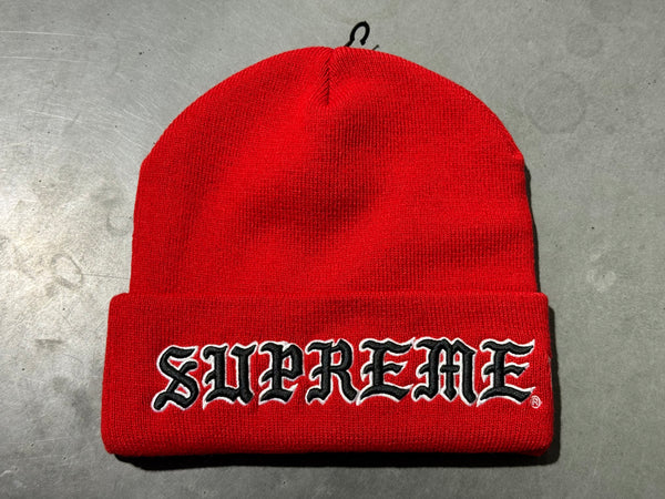 NEW Supreme x New Era Old English Beanie - Red