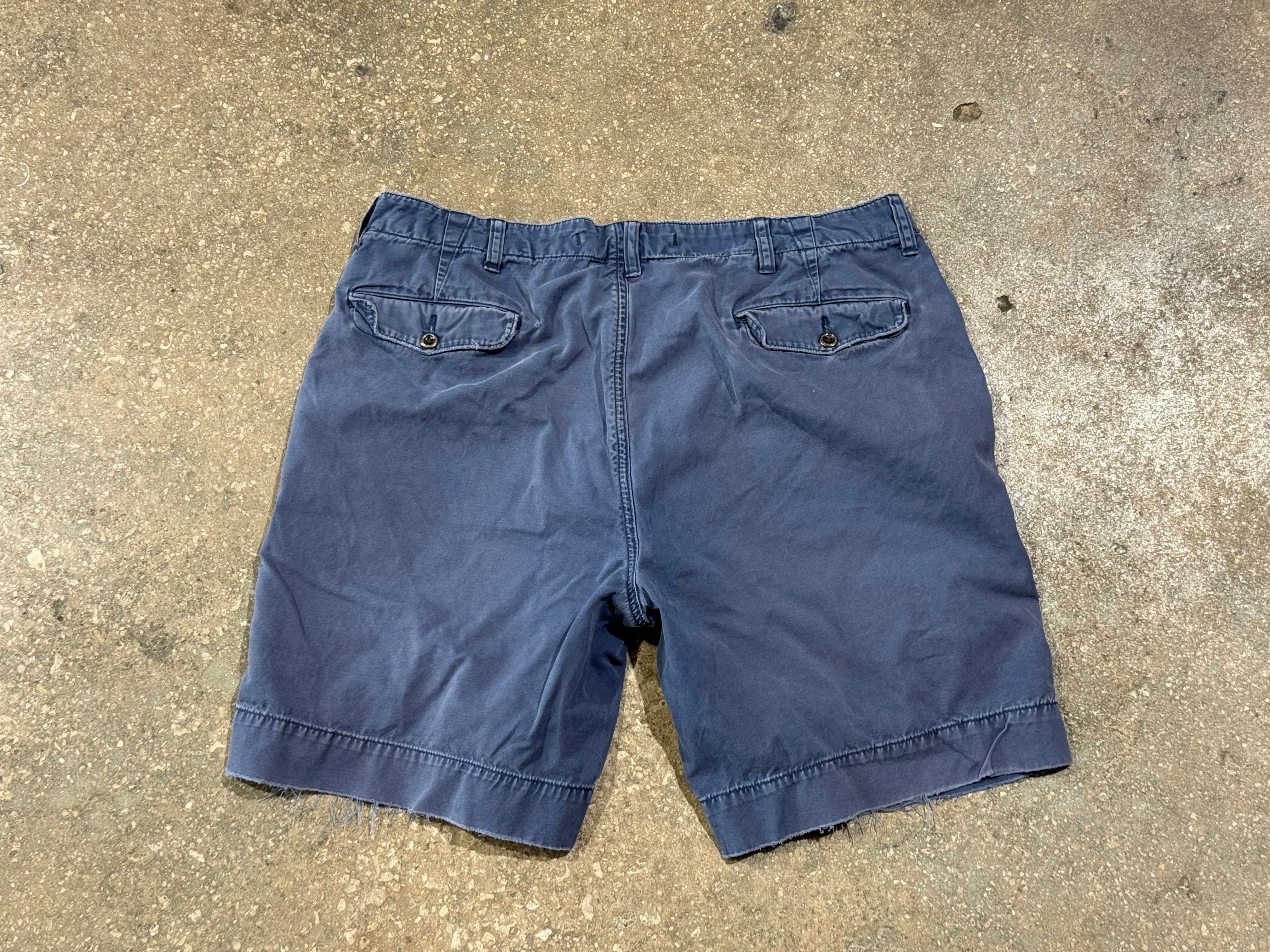 USED Distressed Polo Ralph Lauren Shorts - Navy Size 36
