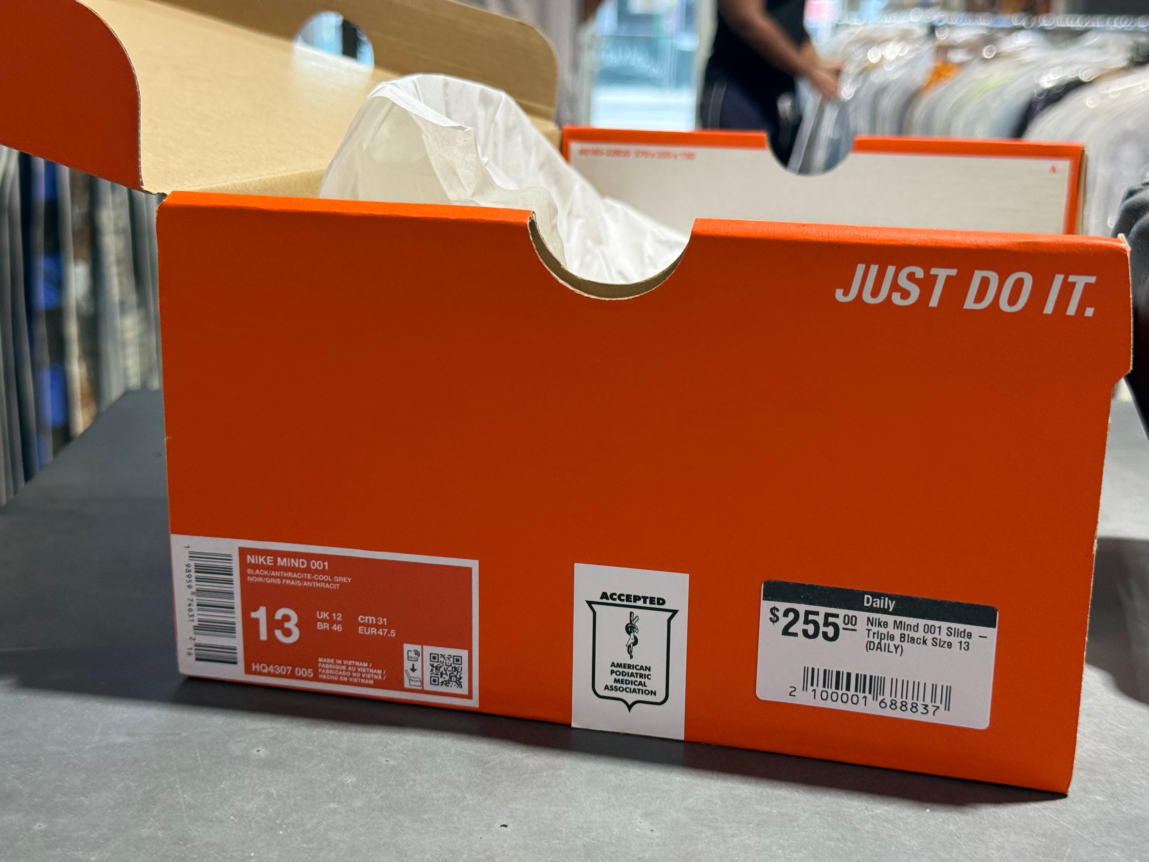 Nike Mind 001 Slide - Triple Black Size 13