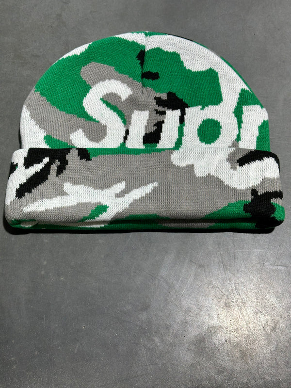 NEW Supreme Big Logo Beanie - Green Camo