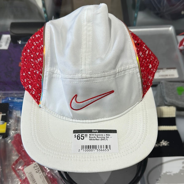 NEW Supreme x Nike Boucle Running Hat - White/Red