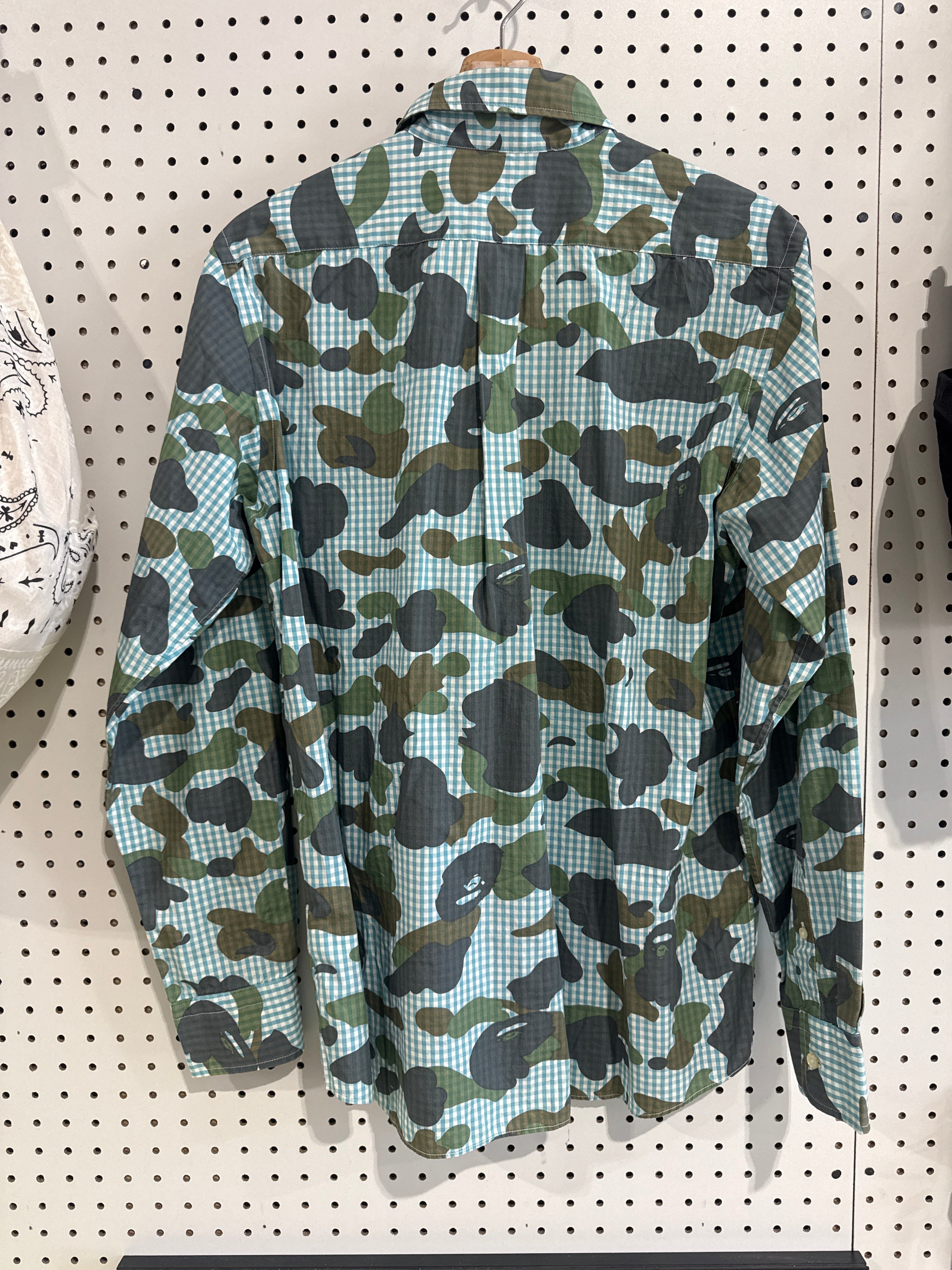 NEW BAPE Camo Print Button Up - Blue Size Large