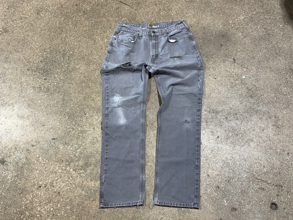 USED Distressed Carhartt Carpenter Pants - Grey Size 34x33