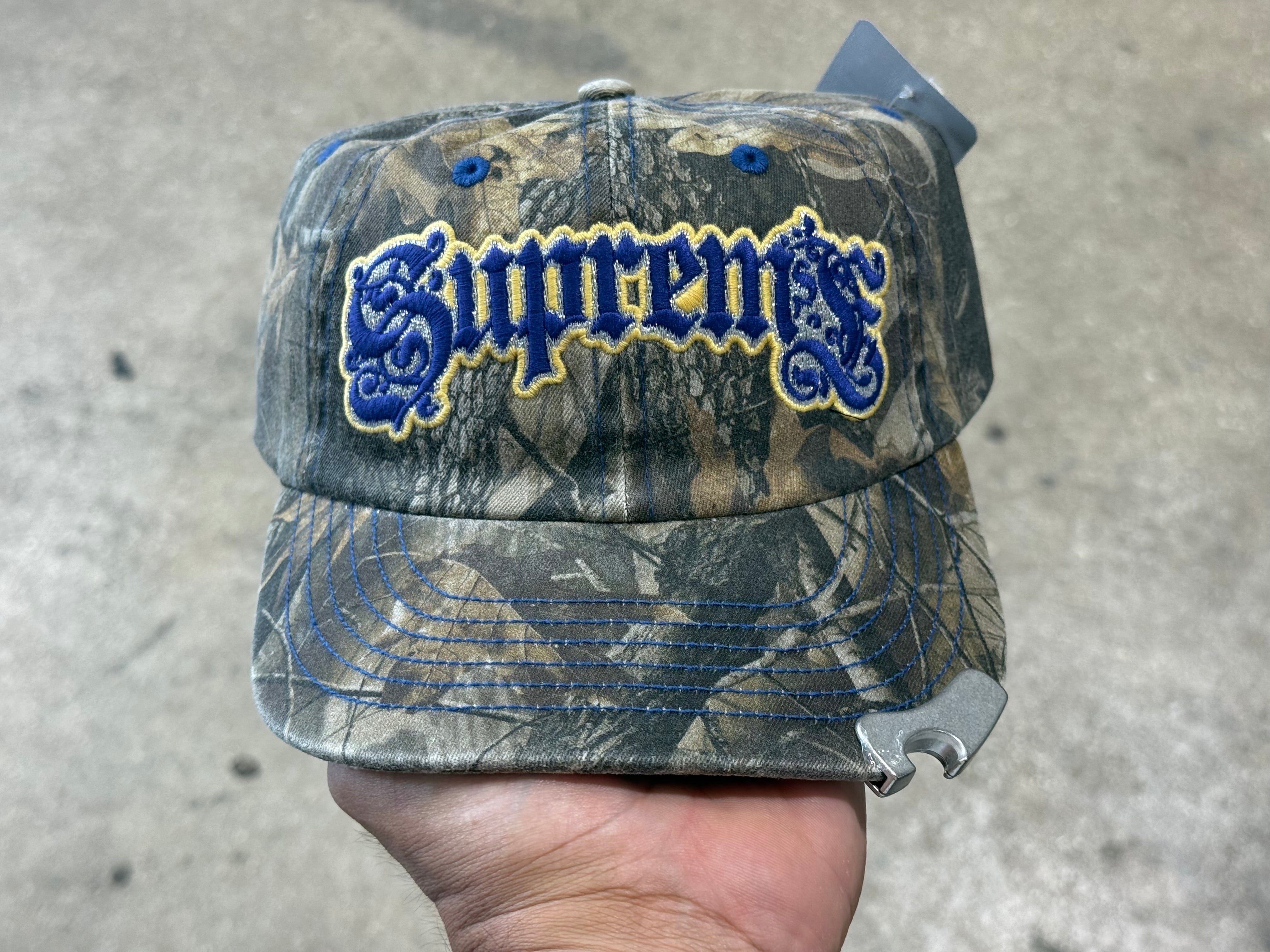 NEW Supreme FW26 Bottle Opener 6 Panel Cap - Real Tree/Blue